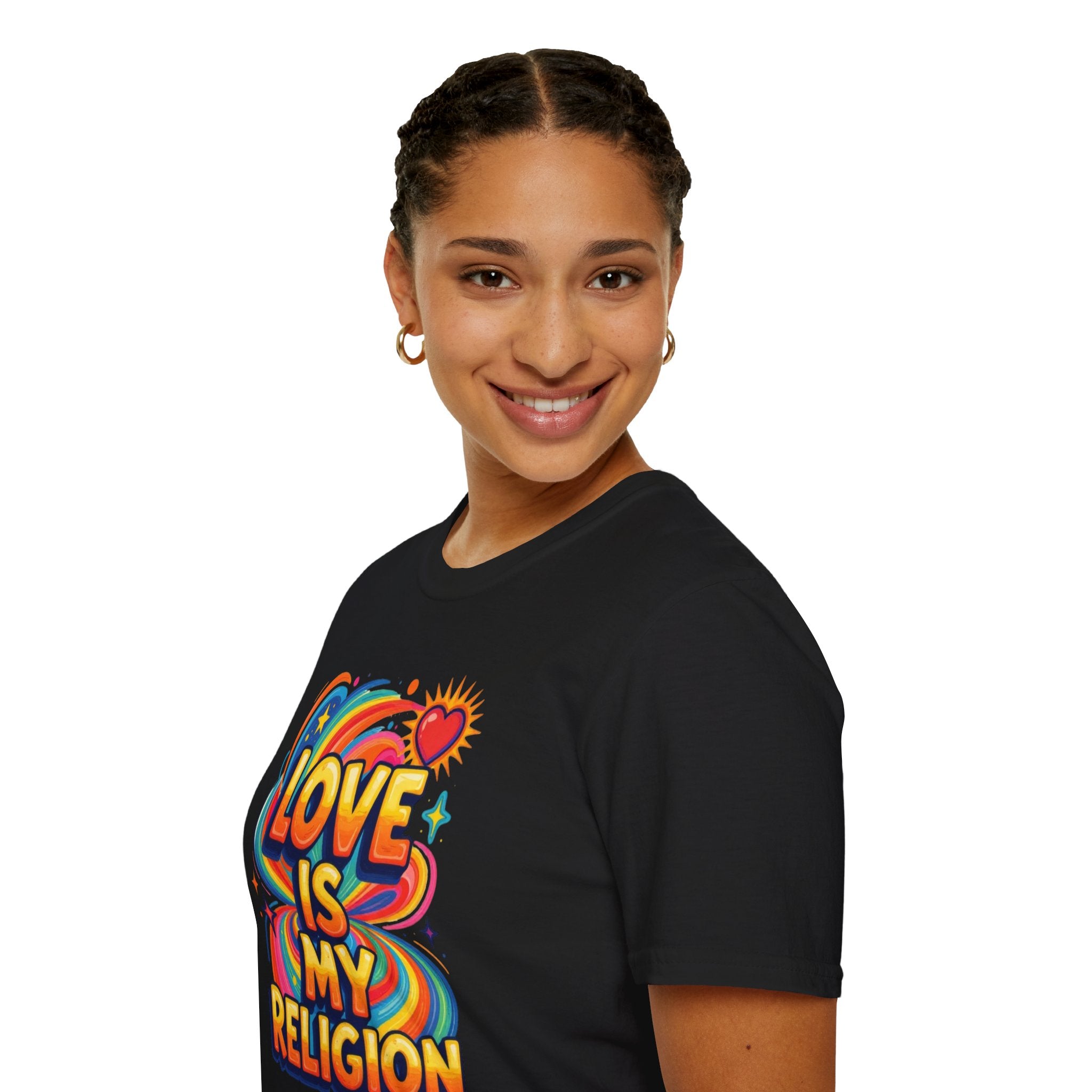 Love Is My Religion Retro Rainbow Graphic T-shirt