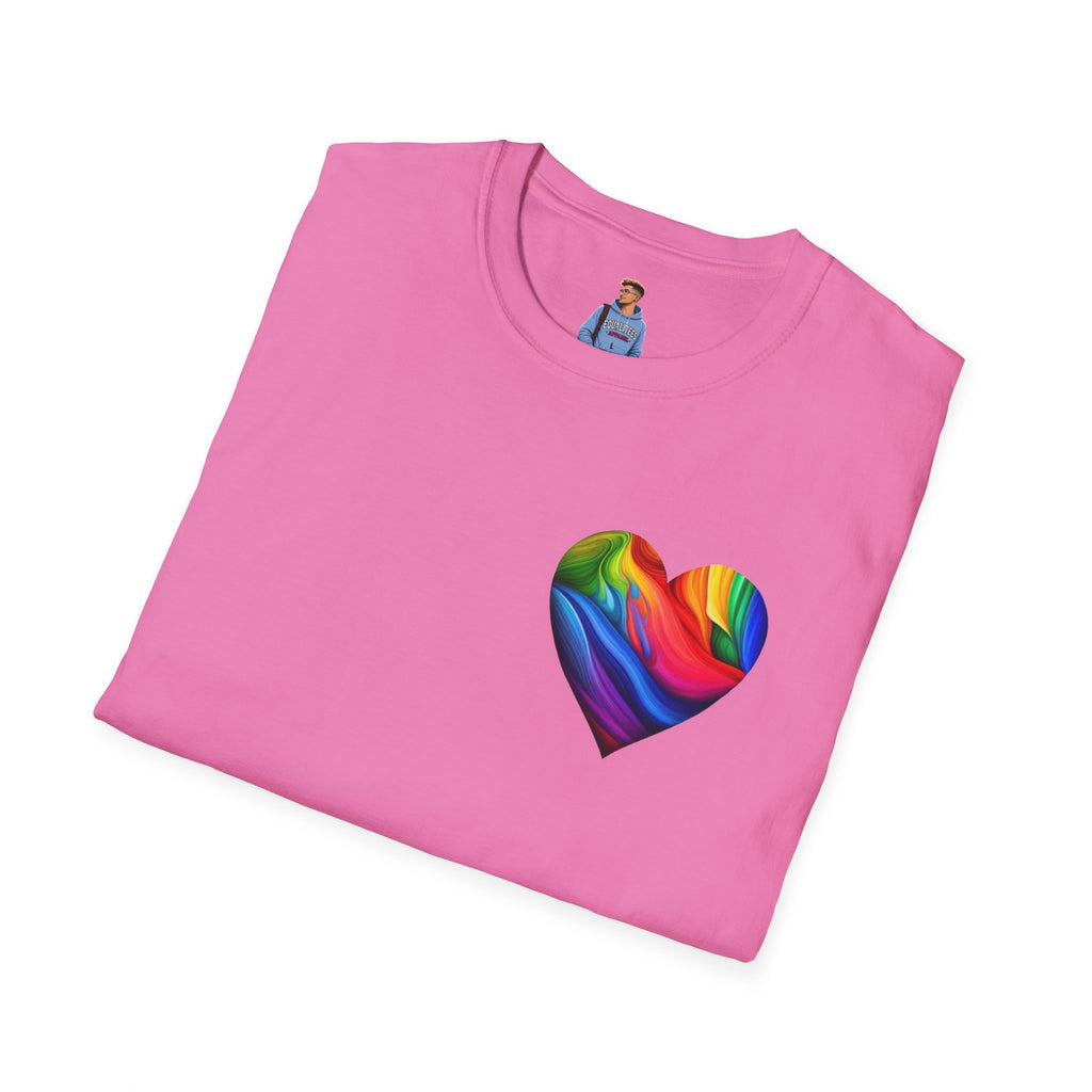 Camiseta unisex Softstyle - Diseño de corazón de orgullo con la frase 'La existencia es resistencia'