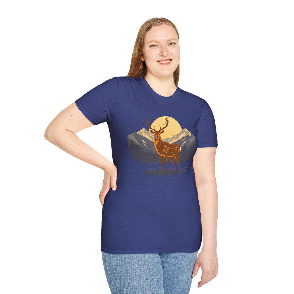Mountain Sunset Deer Unisex Softstyle T-Shirt