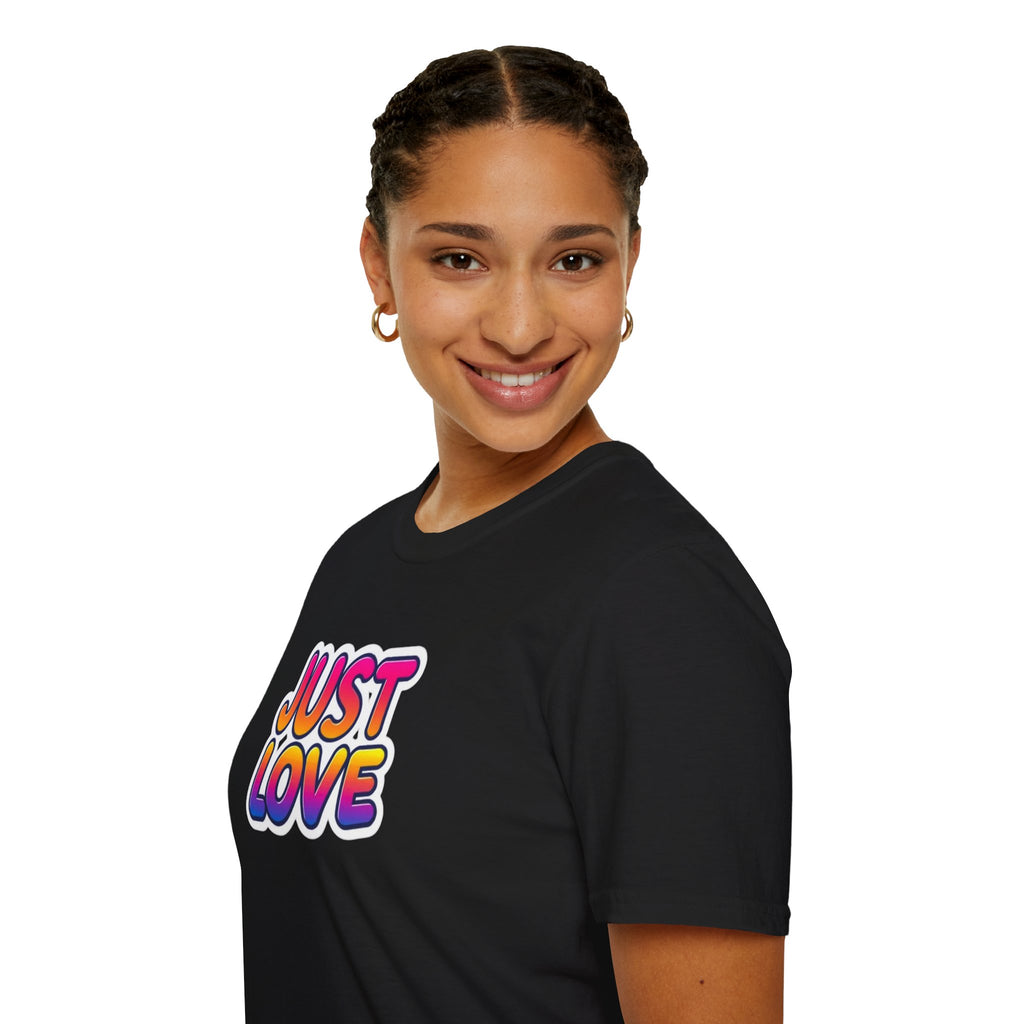 Camiseta unisex de estilo suave Just Love | Perfecta para el orgullo, los aniversarios y el uso diario