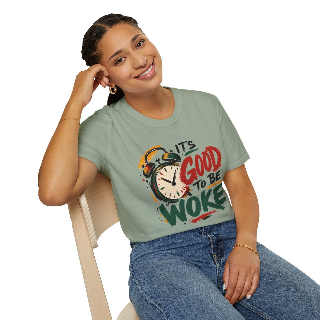 T-Shirt — "It's Good To Be Woke" Graphic Tee (Alarm Clock Design)