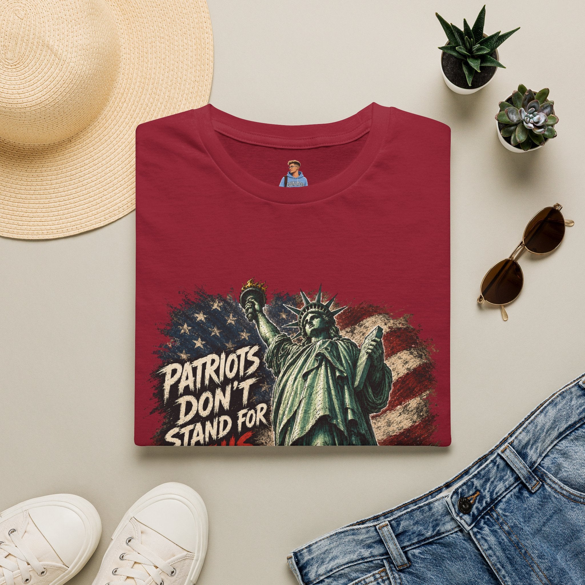 Patriots Don’t Stand For This T-Shirt — Statue of Liberty & Distressed Flag Graphic