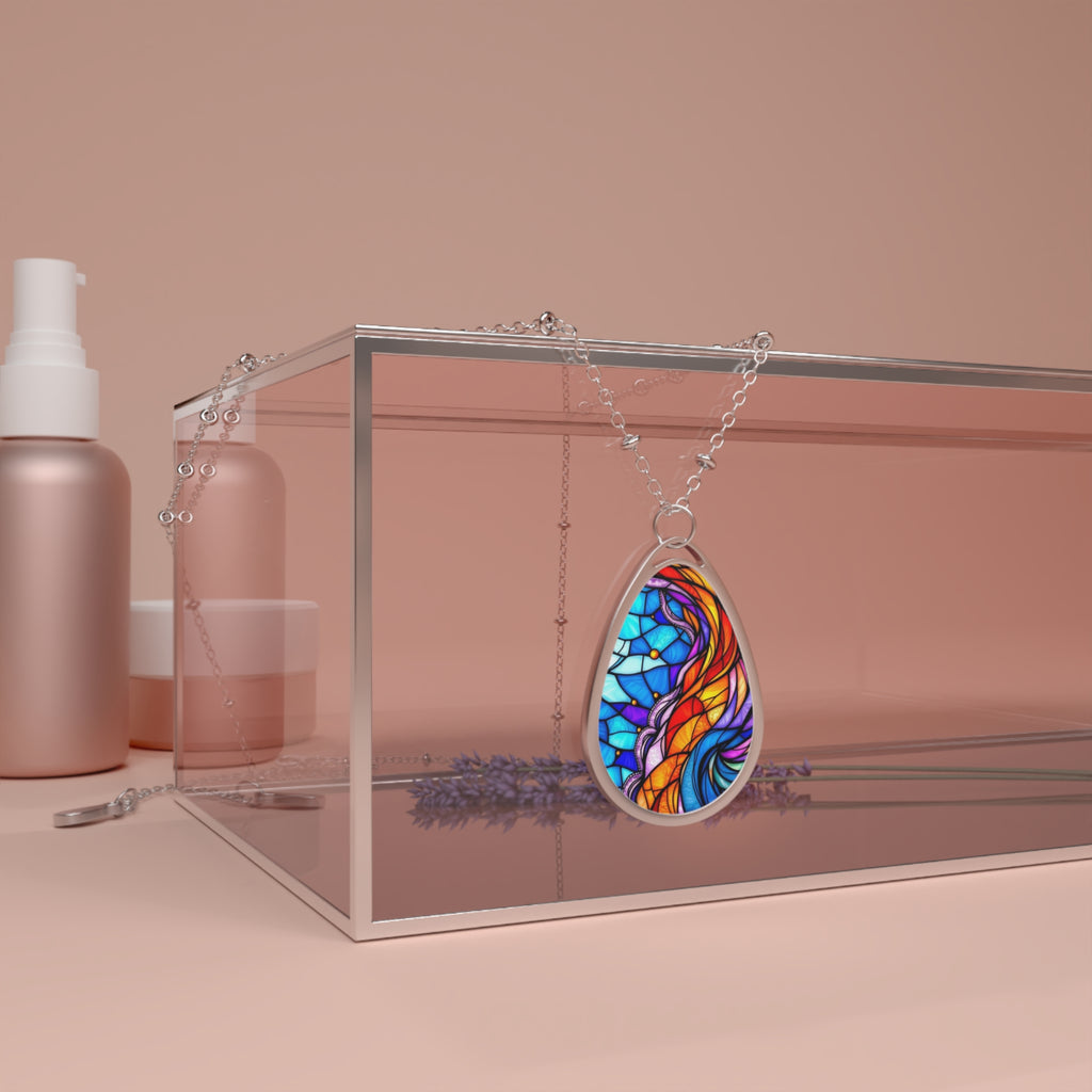 Fire and Ice Teardrop Pendant Necklace