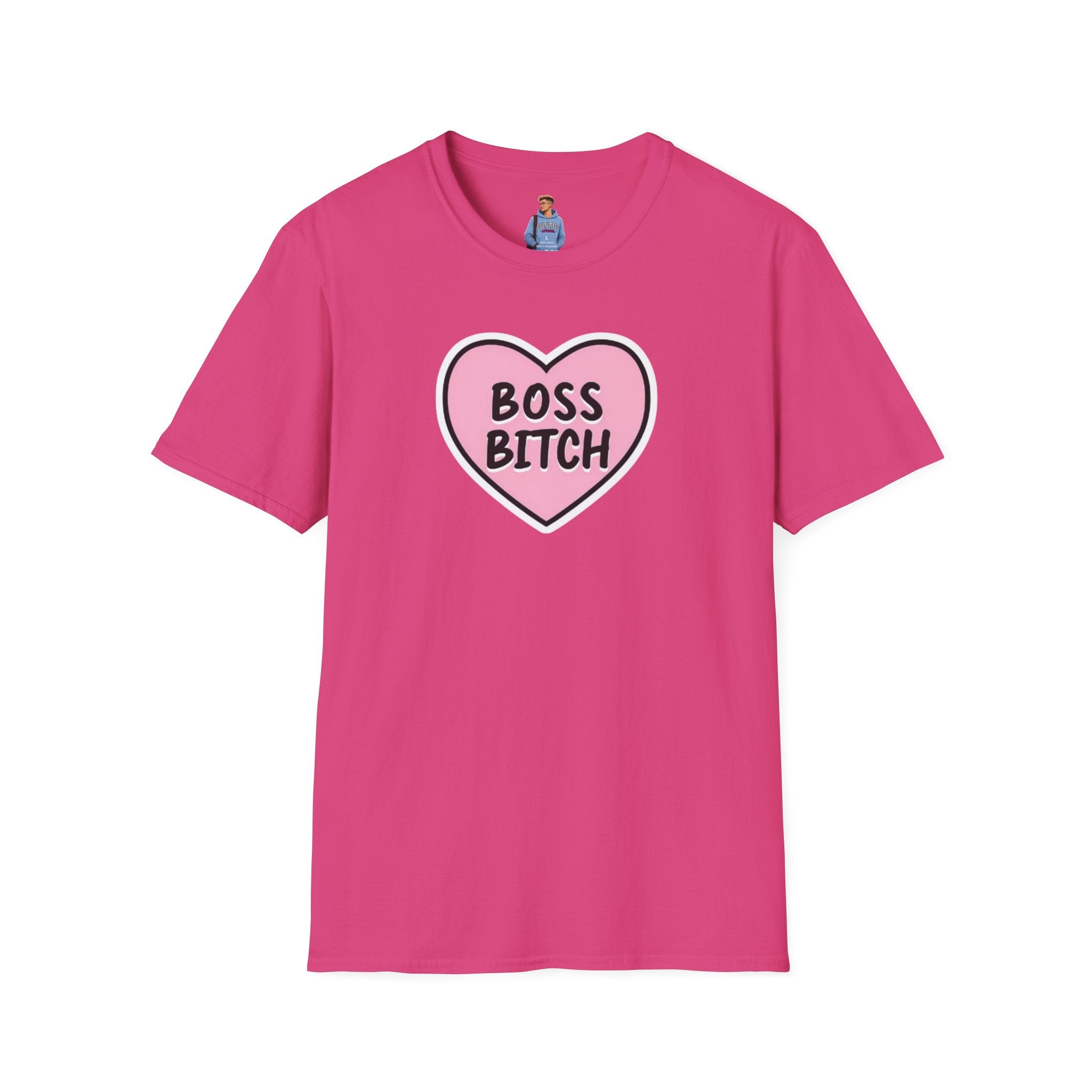 Camiseta unisex de estilo suave con diseño de corazón "Boss Bitch" - Camiseta divertida y llamativa