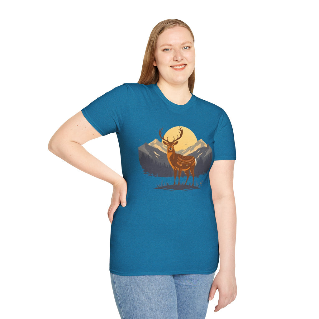 Mountain Sunset Deer Unisex Softstyle T-Shirt