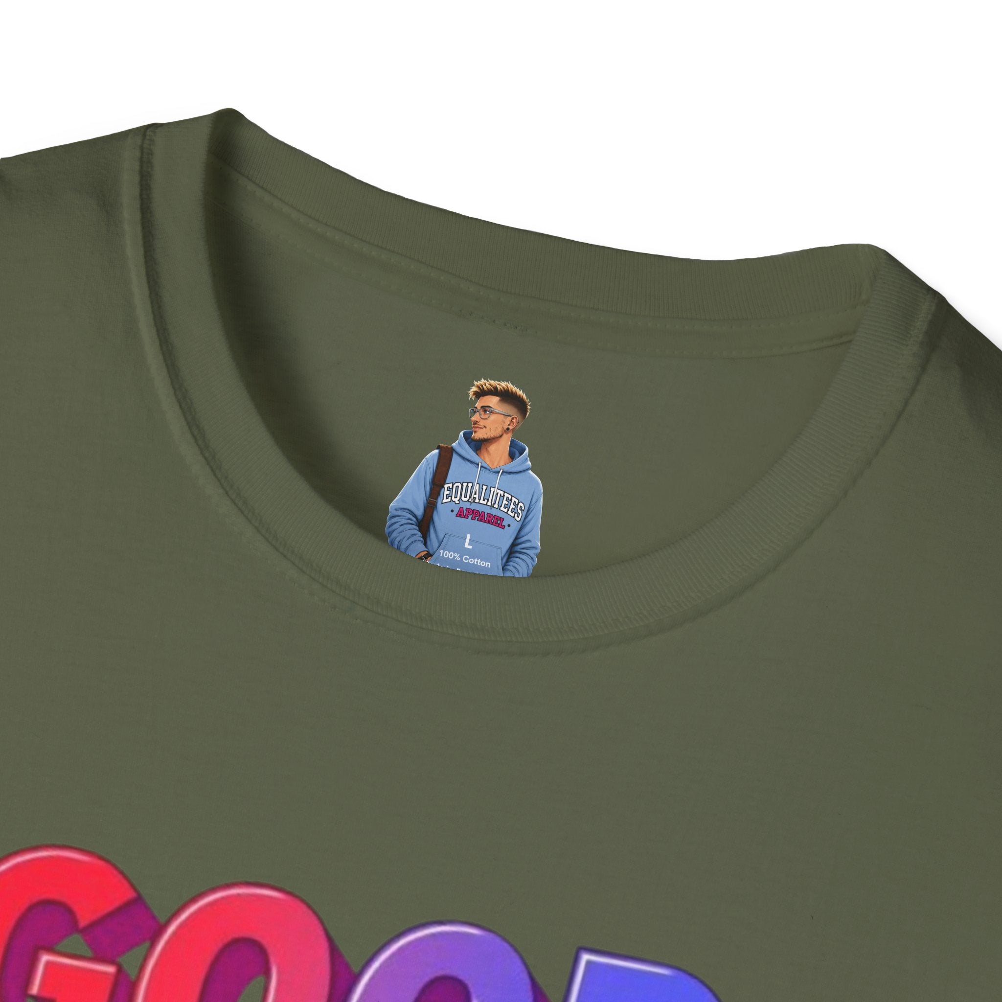 Camiseta unisex de estilo suave con mensaje positivo "Arcoíris, buena voluntad, triunfo"