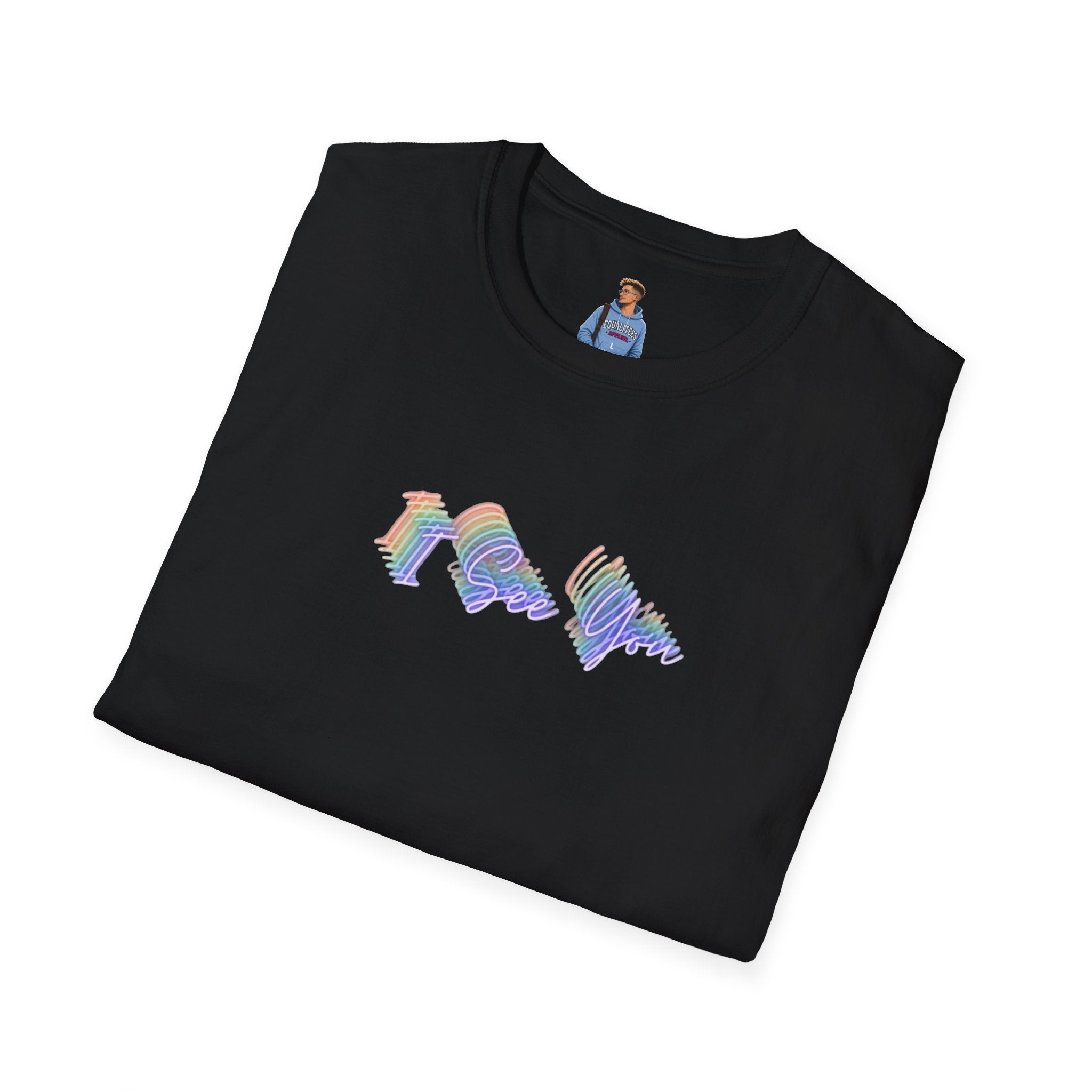 I See You Unisex Softstyle T-Shirt - Colorful Wave Design for LGBTQ+ Visibility
