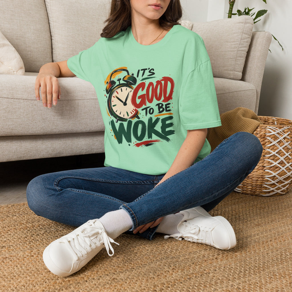 T-Shirt — "It's Good To Be Woke" Graphic Tee (Alarm Clock Design)