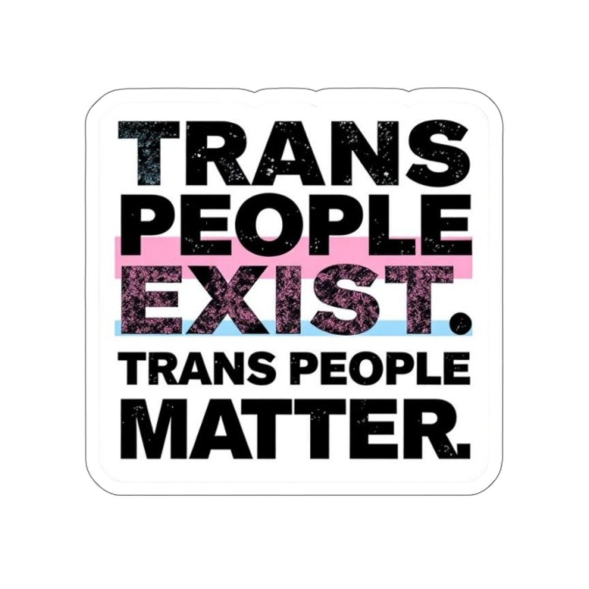 TRANS PEOPLE EXIST. TRANS PEOPLE MATTER. Sticker - EqualiTees.Me