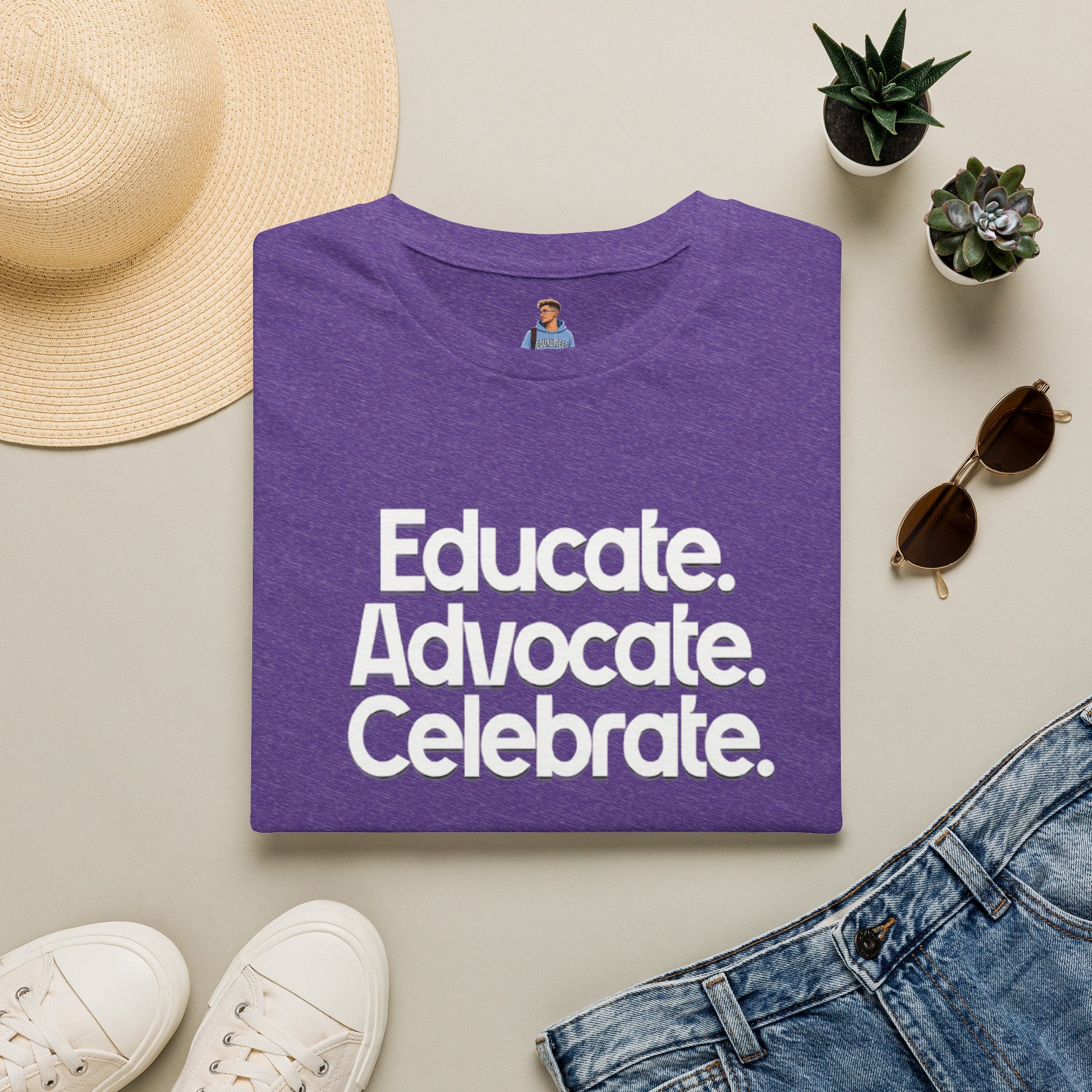 Educate. Advocate. Celebrate. Minimalist Pride T-Shirt