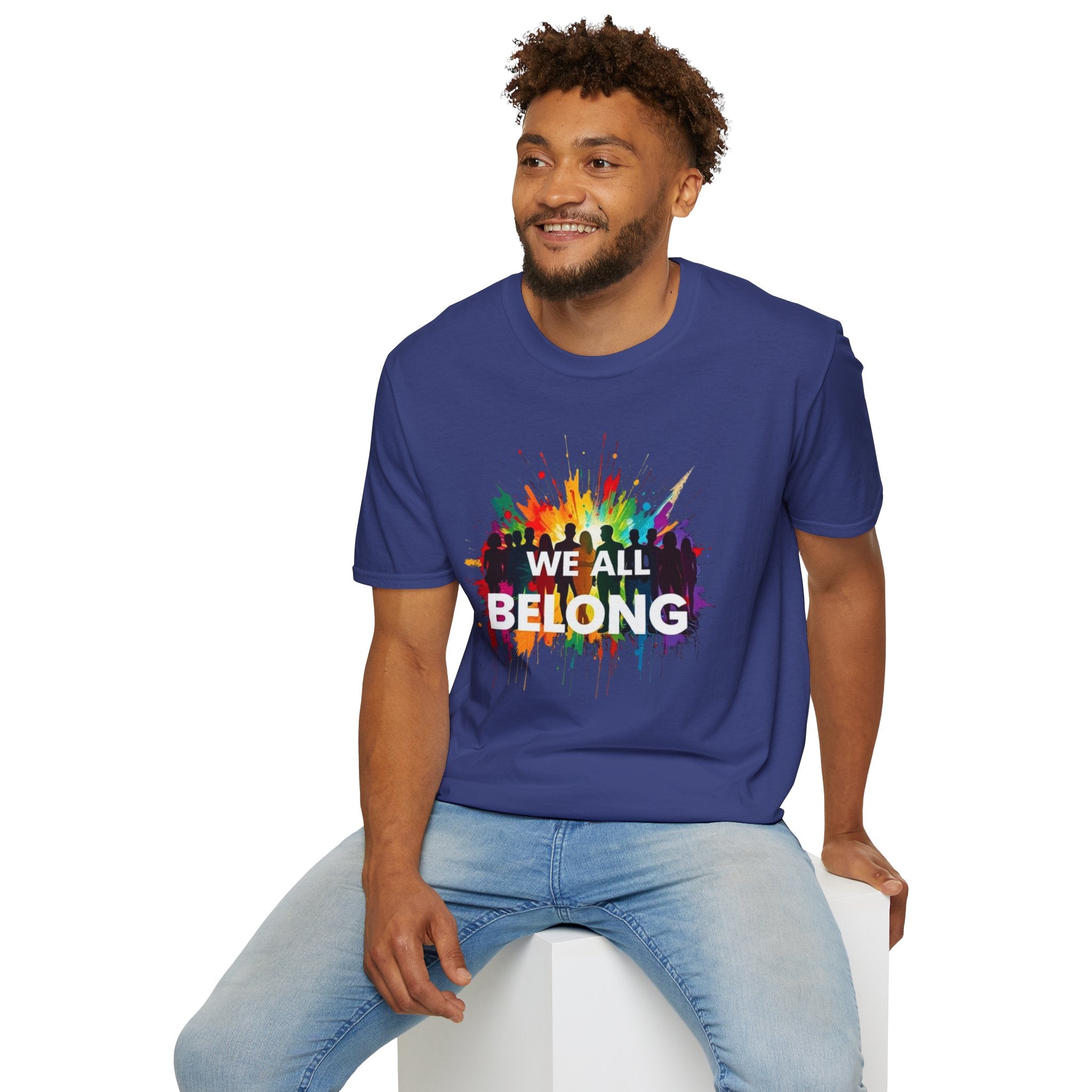 We All Belong Unisex Softstyle T-Shirt - Colorful Pride Tee