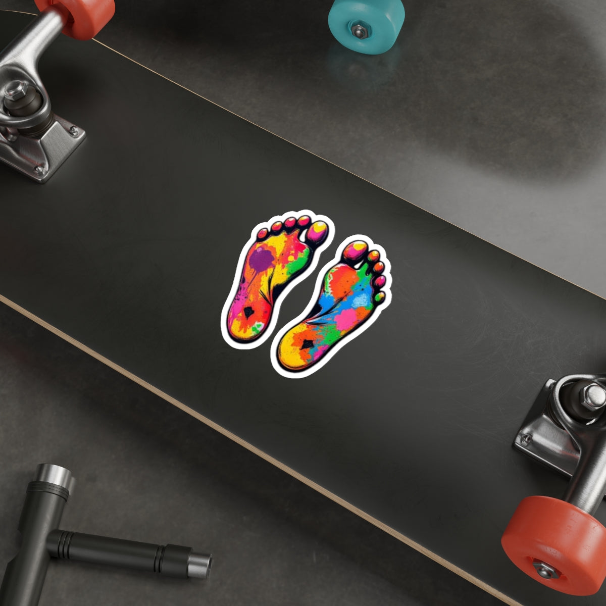 Rainbow Paint Splatter Feet - Die cut sticker - EqualiTees.Me