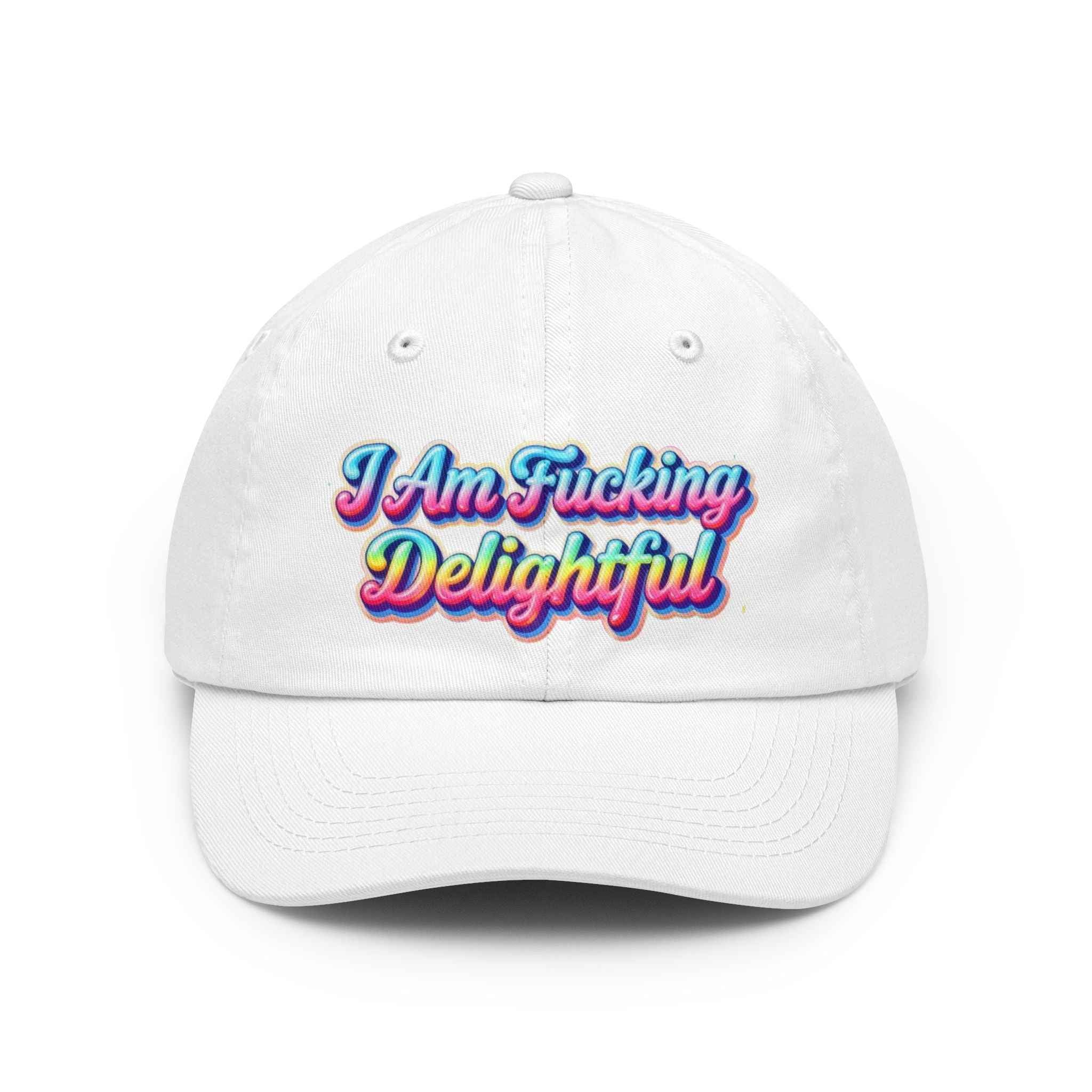 "I Am Fucking Delightful" Retro Rainbow Cap