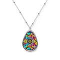 Stained Glass Mandala Teardrop Pendant Necklace