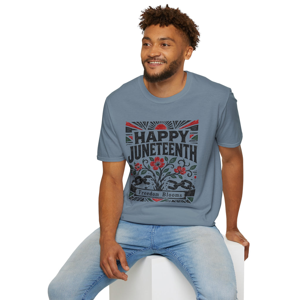 Juneteenth T-Shirt — "Happy Juneteenth" Floral Freedom Tee