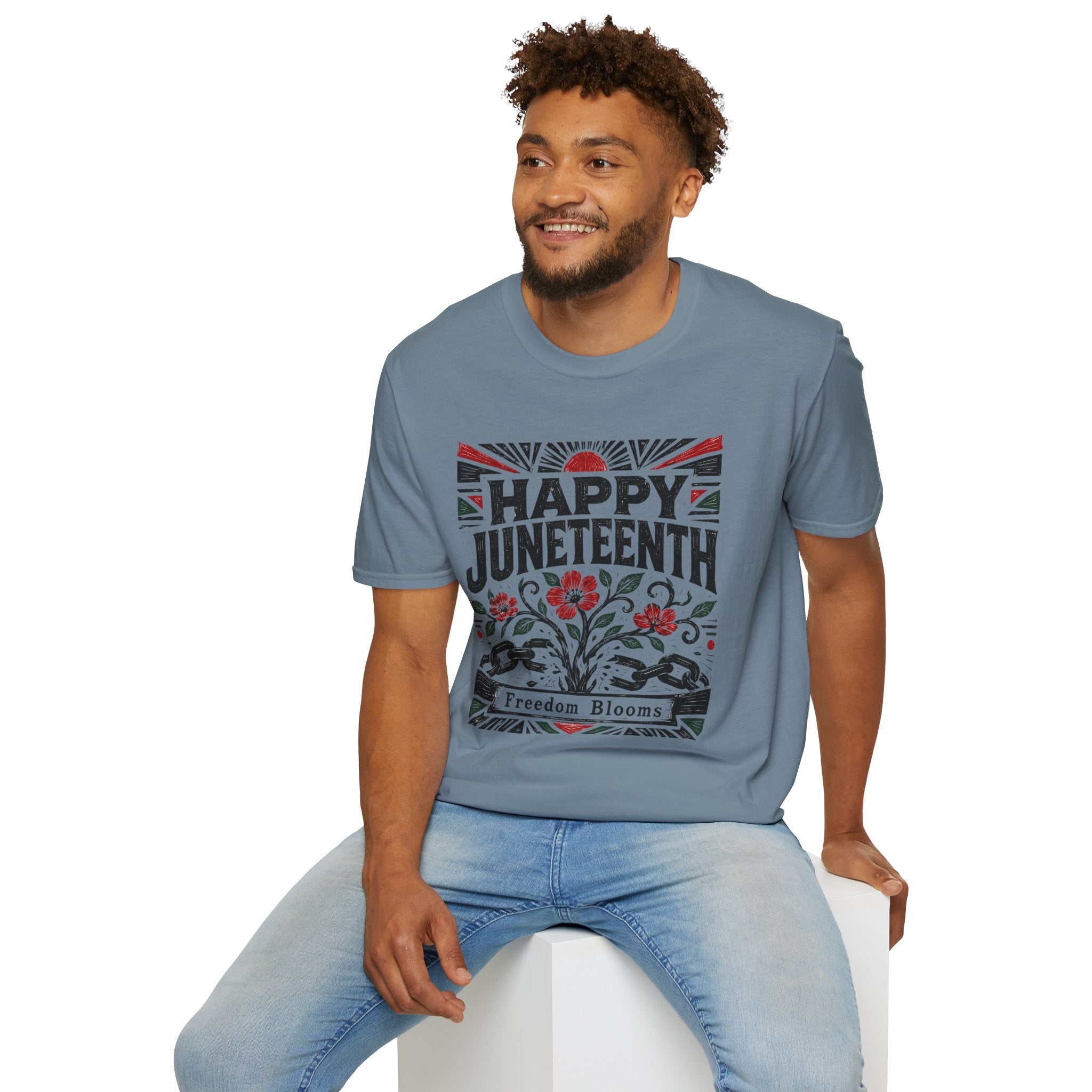 Juneteenth T-Shirt — "Happy Juneteenth" Floral Freedom Tee