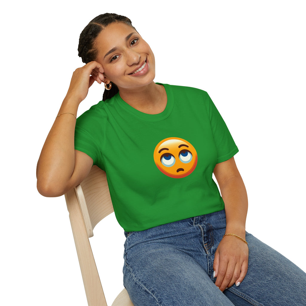 Camiseta unisex de estilo suave con emoji de ojos en blanco | Camiseta gráfica informal para el día a día