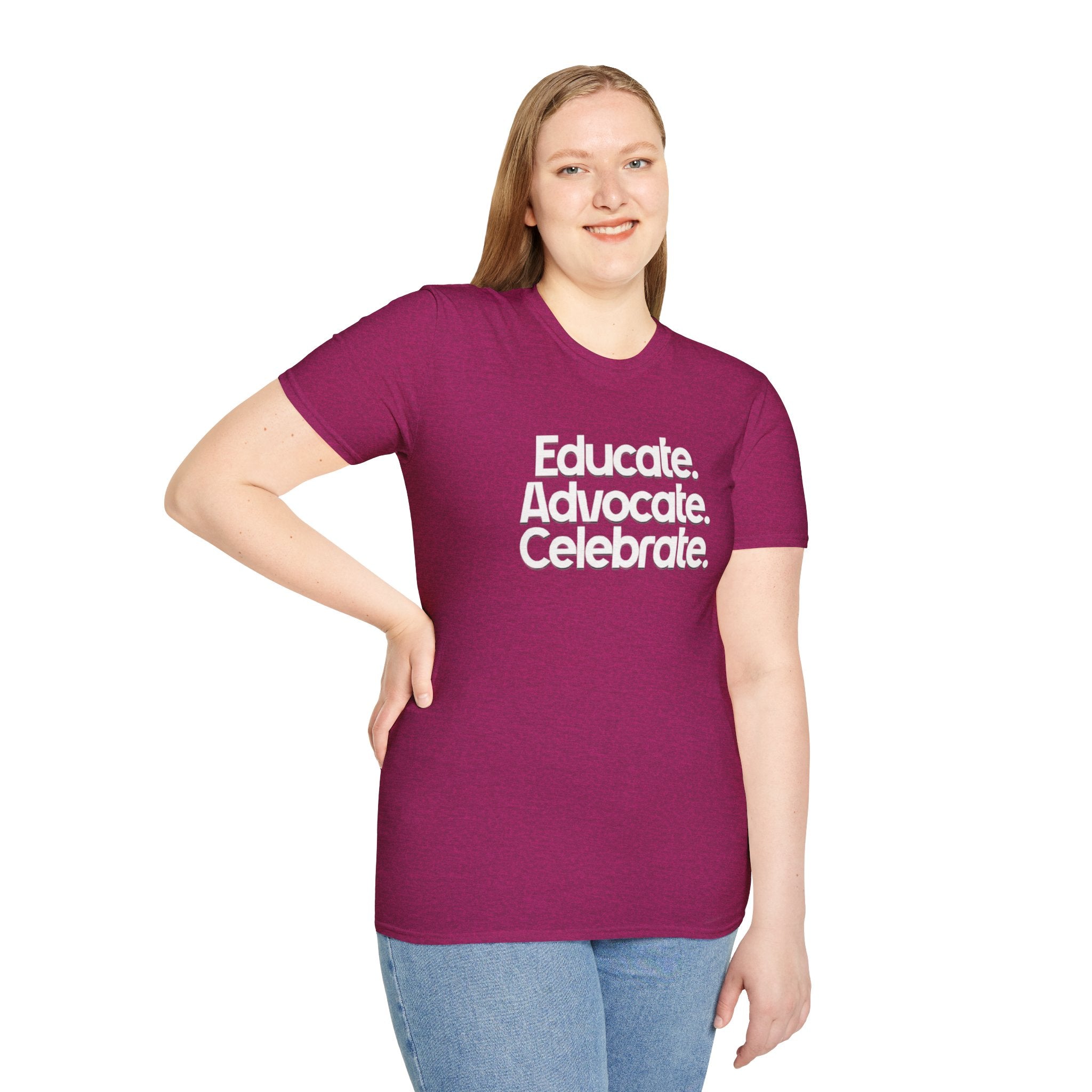 Educate. Advocate. Celebrate. Minimalist Pride T-Shirt