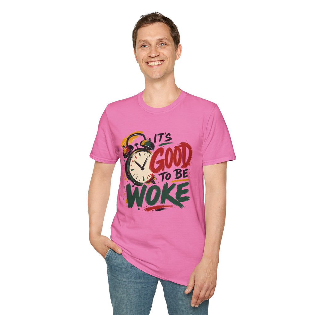 T-Shirt — "It's Good To Be Woke" Graphic Tee (Alarm Clock Design)