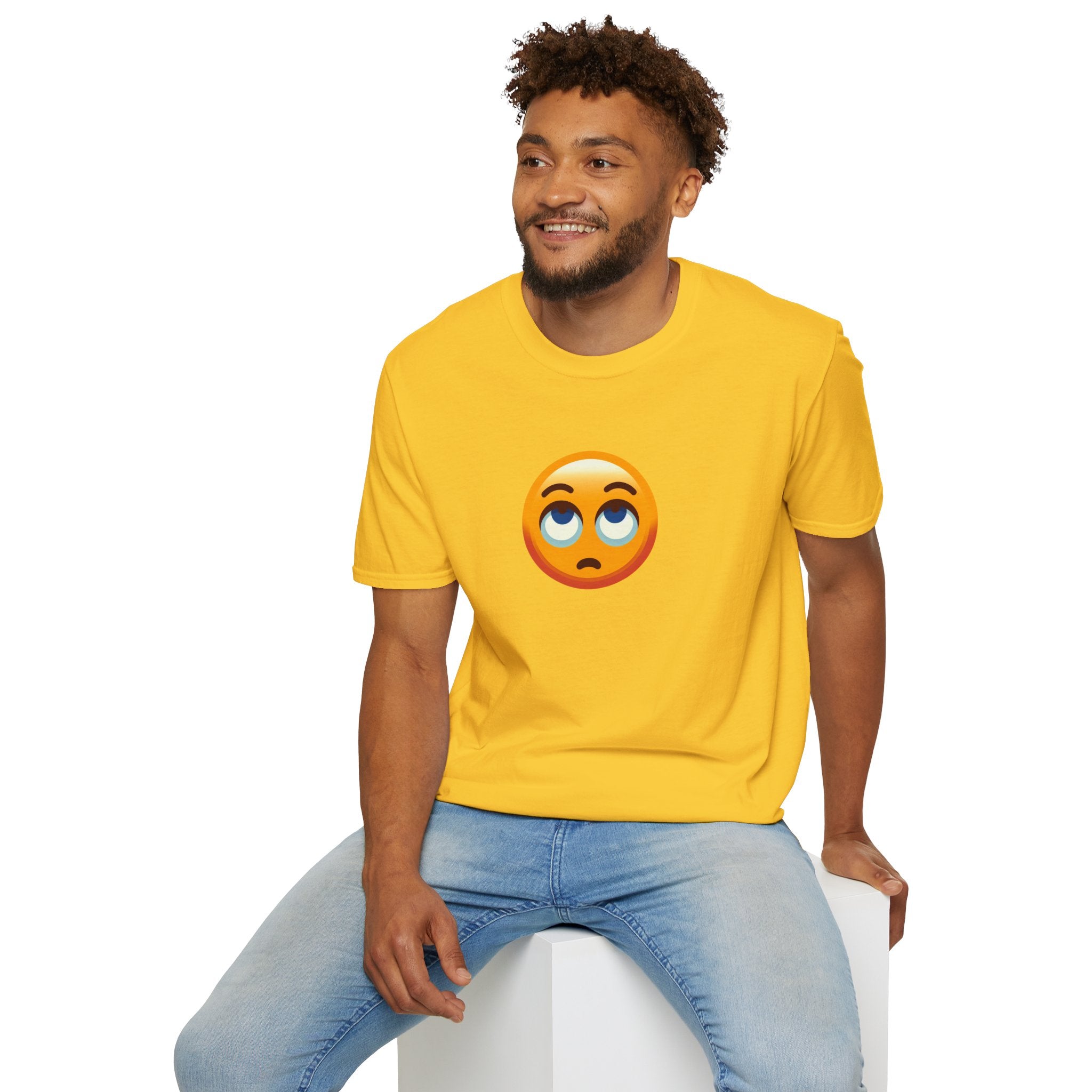 Camiseta unisex de estilo suave con emoji de ojos en blanco | Camiseta gráfica informal para el día a día
