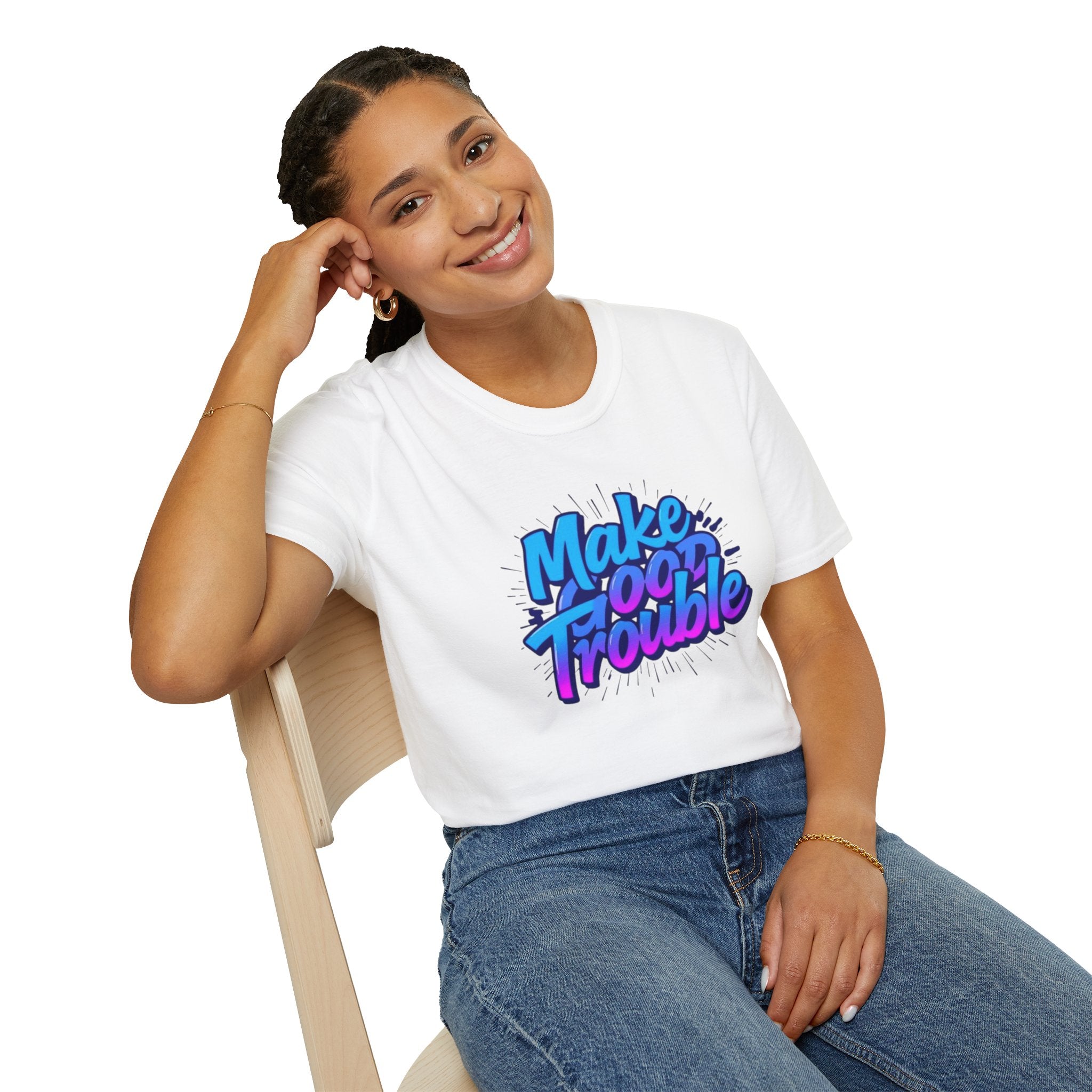 Make Good Trouble Blue Graphic Unisex T-Shirt - Fun & Bold Design for Everyday Wear