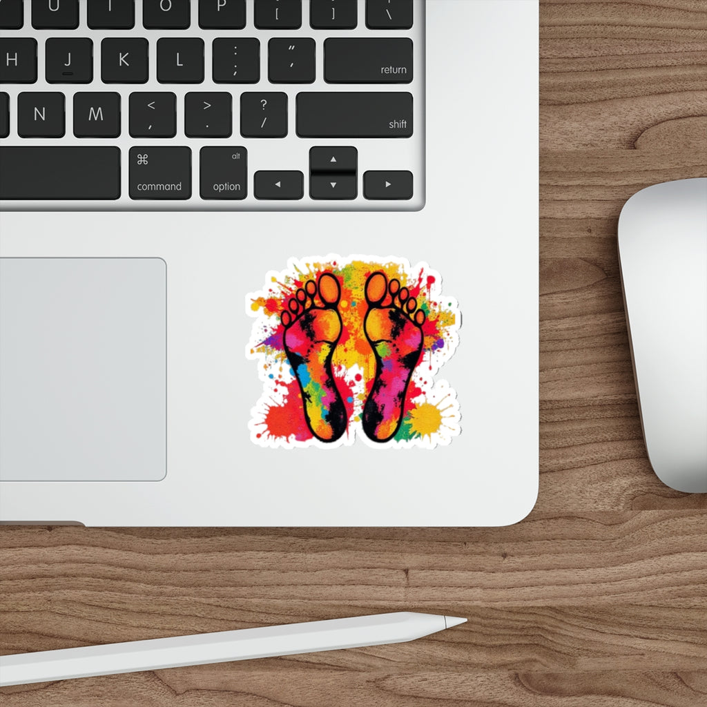 Die-Cut Stickers - Rainbow Feet Splattered Paint - EqualiTees.Me