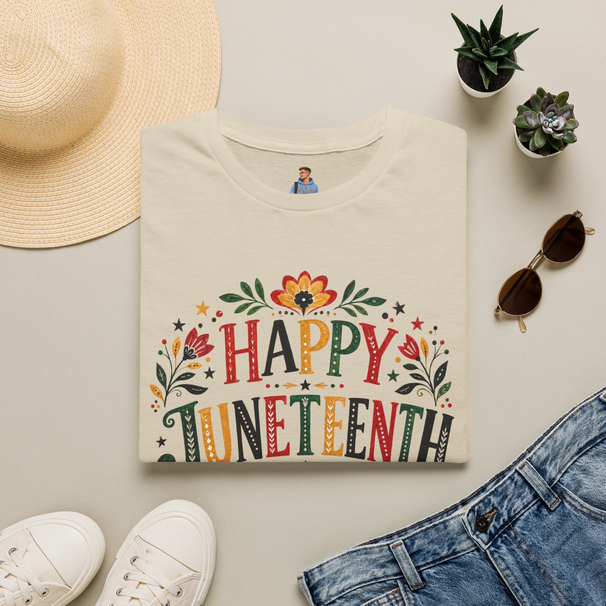 Juneteenth T-Shirt — "Happy Juneteenth" Floral Celebration Tee
