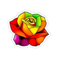 Rainbow Stained Glass Design Rose Sticker - EqualiTees.Me