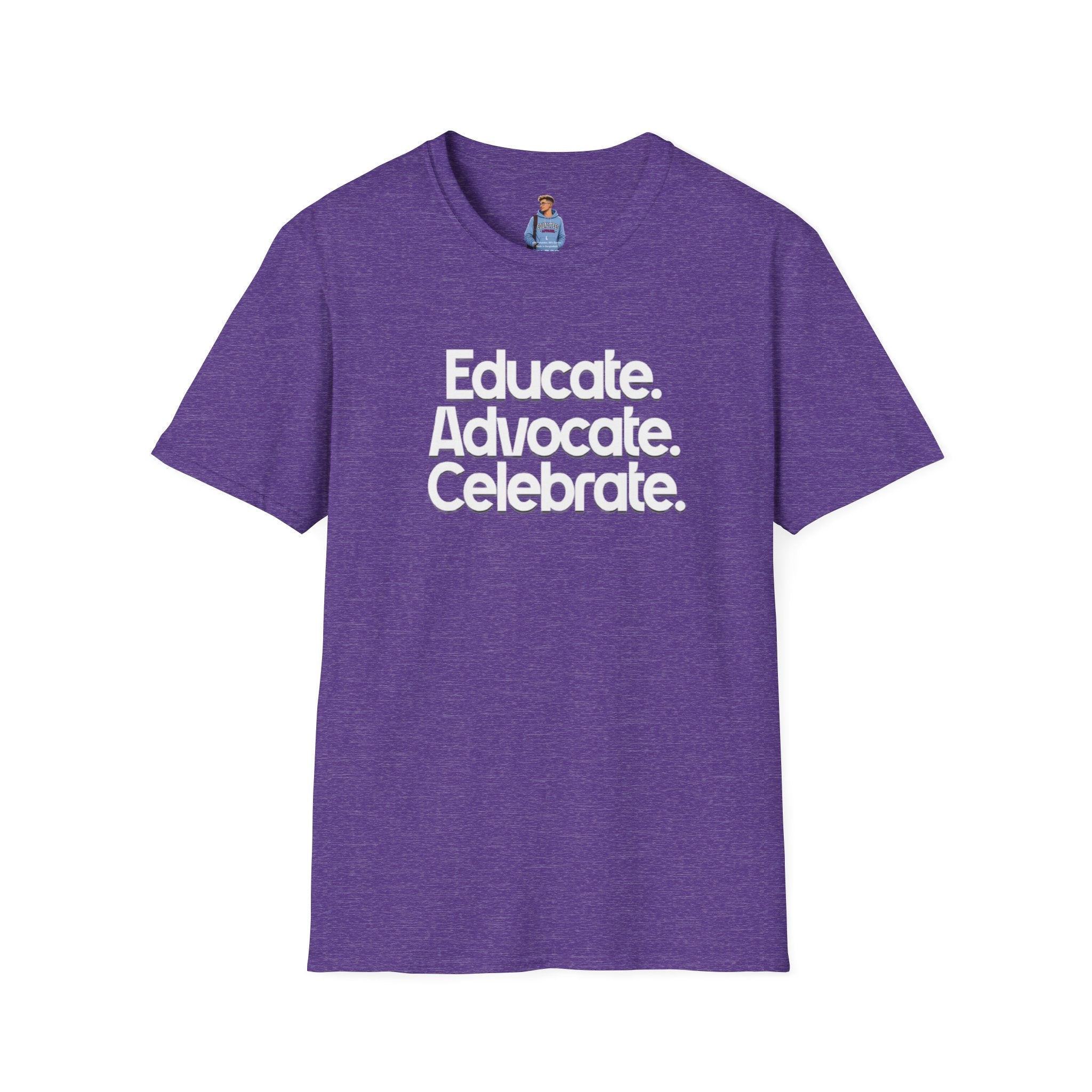 Educate. Advocate. Celebrate. Minimalist Pride T-Shirt