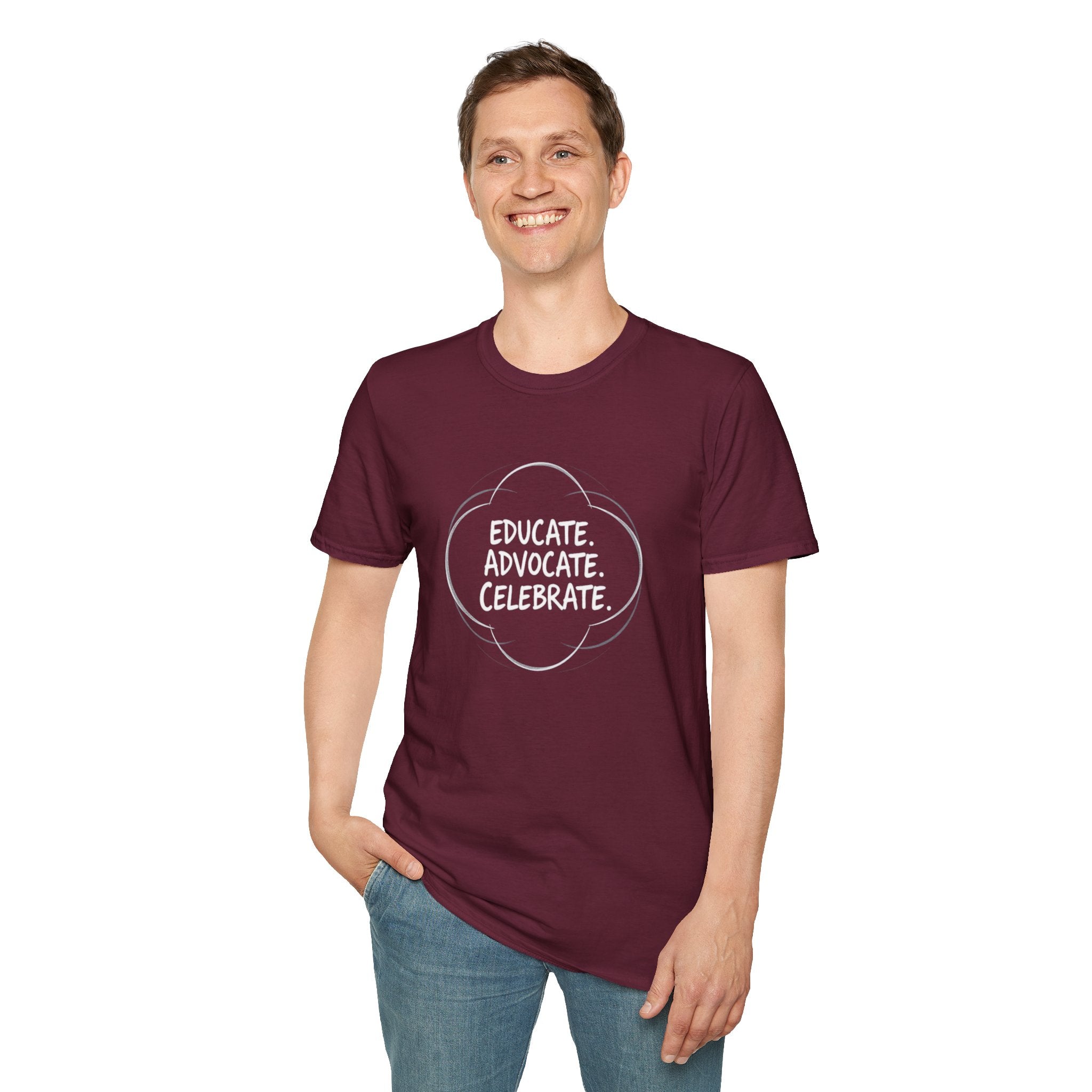 Subtle Pride Educate Advocate Celebrate Minimalist T-Shirt for Every Occasion