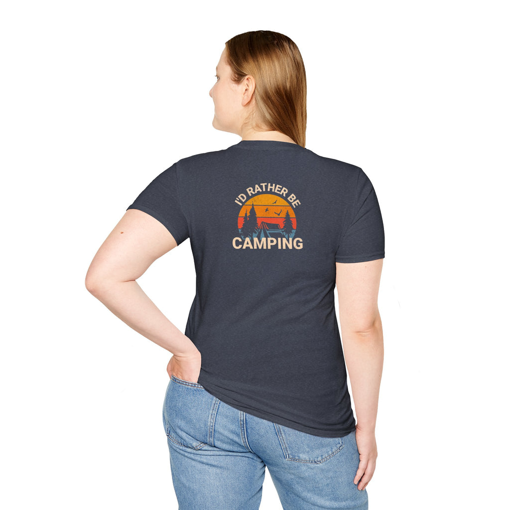 Unisex Softstyle T-Shirt - 'I'd Rather Be Camping' Adventure Tee
