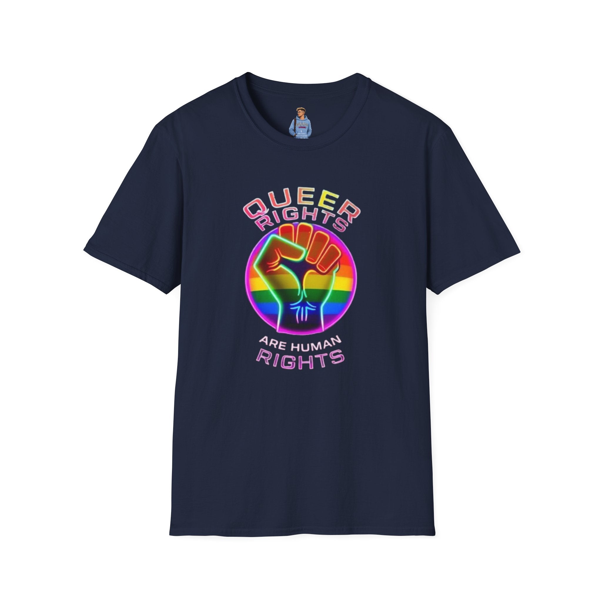 Camiseta unisex de estilo suave: "Los derechos queer son derechos humanos".
