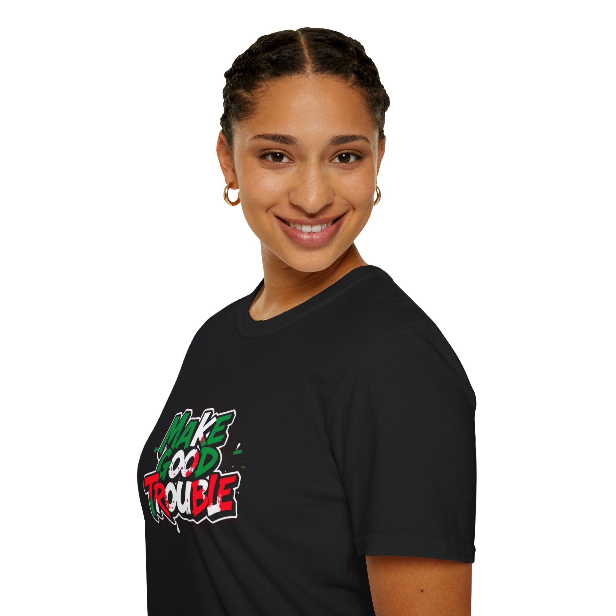 Camiseta unisex de estilo suave Make Good Trouble | Divertida camiseta gráfica para activistas y creadores de tendencias