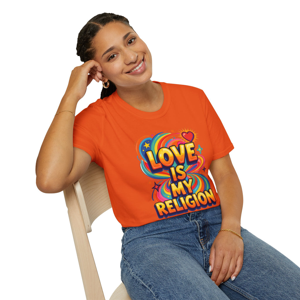 Love Is My Religion Retro Rainbow Graphic T-shirt