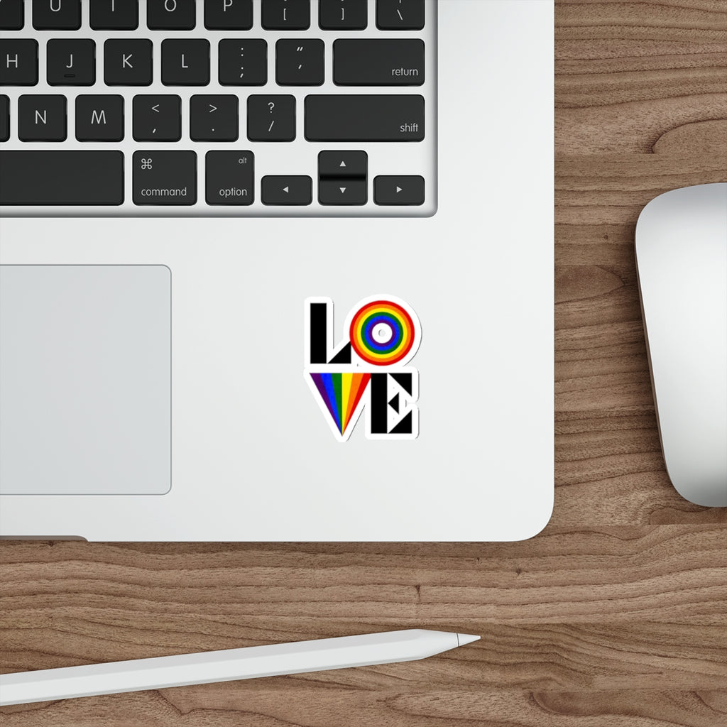 Die-Cut Stickers - Rainbow LOVE - EqualiTees.Me