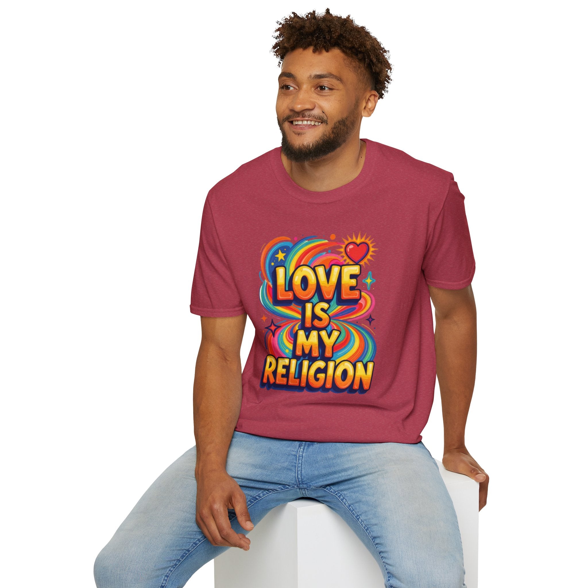 Love Is My Religion Retro Rainbow Graphic T-shirt