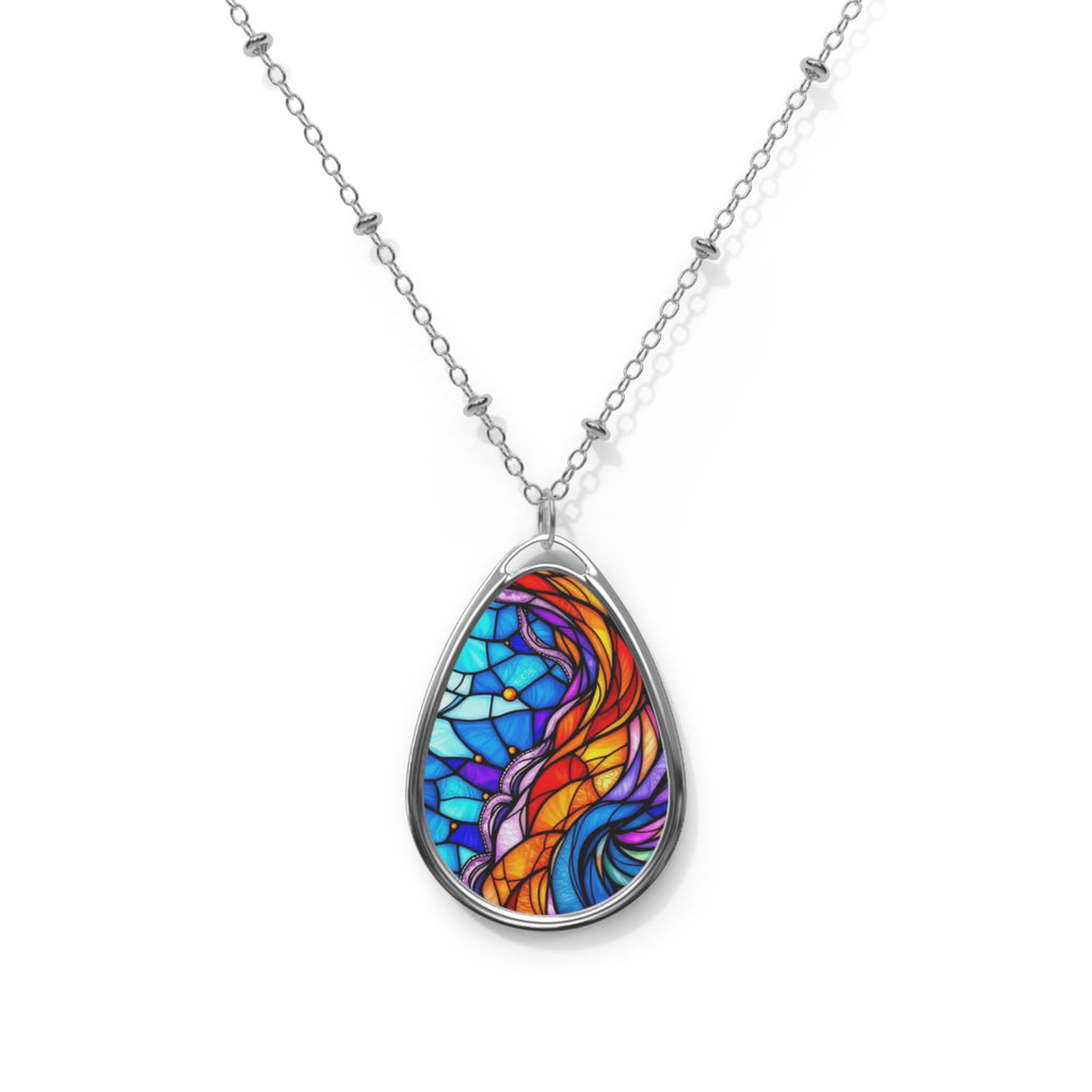 Fire and Ice Teardrop Pendant Necklace