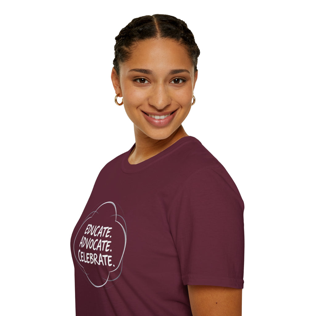 Subtle Pride Educate Advocate Celebrate Minimalist T-Shirt for Every Occasion