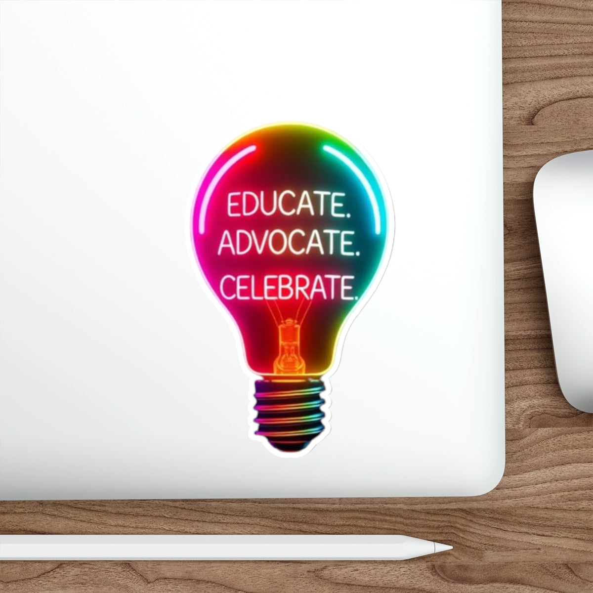 Empowering Light Bulb Die-Cut Stickers - Educate, Advocate, Celebrate - EqualiTees.Me