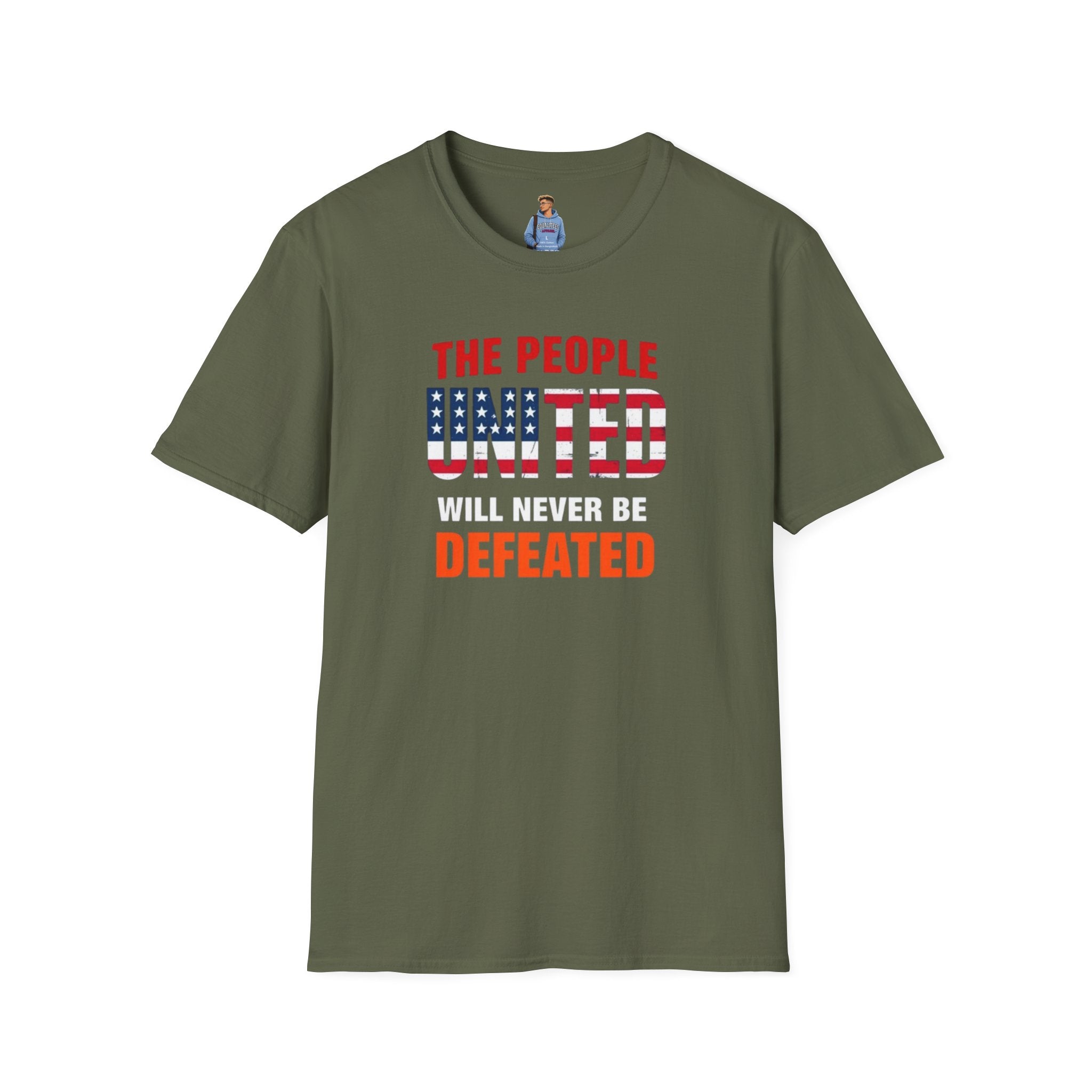 Camiseta unisex de estilo suave con gráficos "El Pueblo Unido" y "Los valores MAGA no son valores estadounidenses".