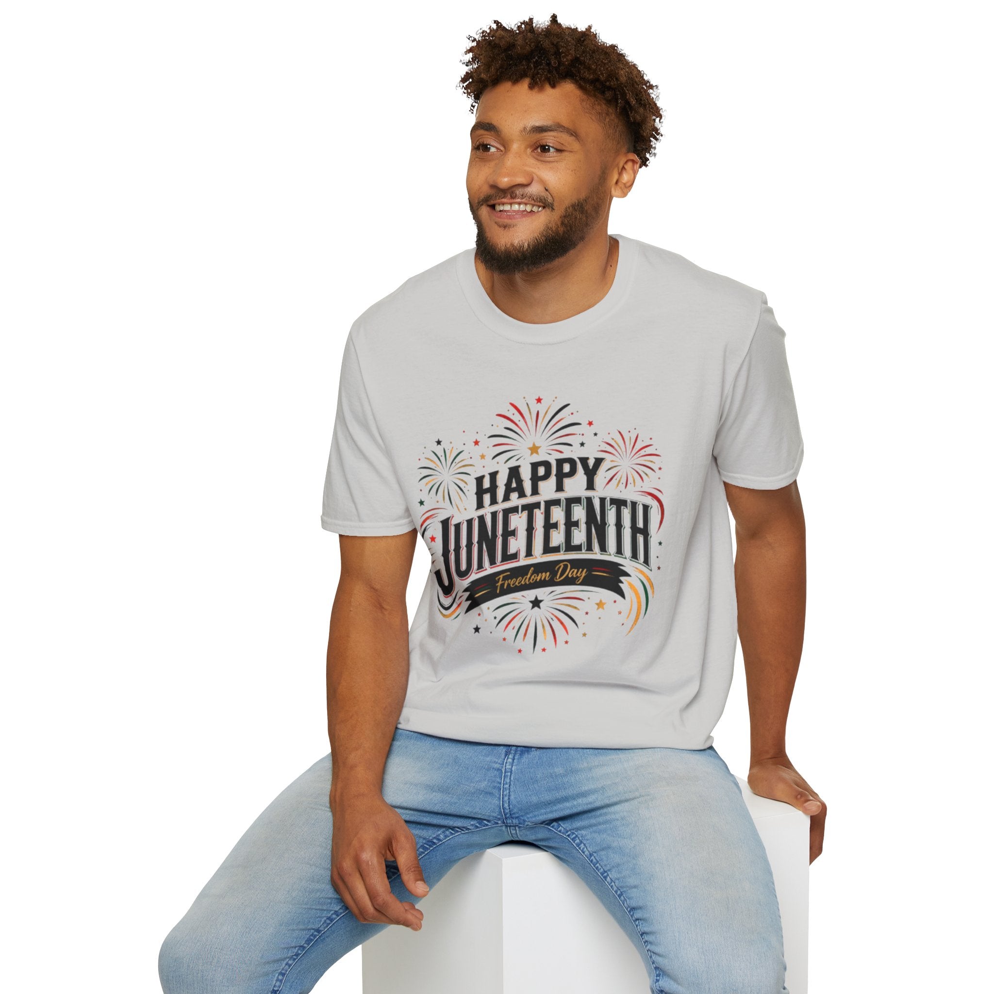 Juneteenth T-Shirt - "Happy Juneteenth" Fireworks Celebration Tee