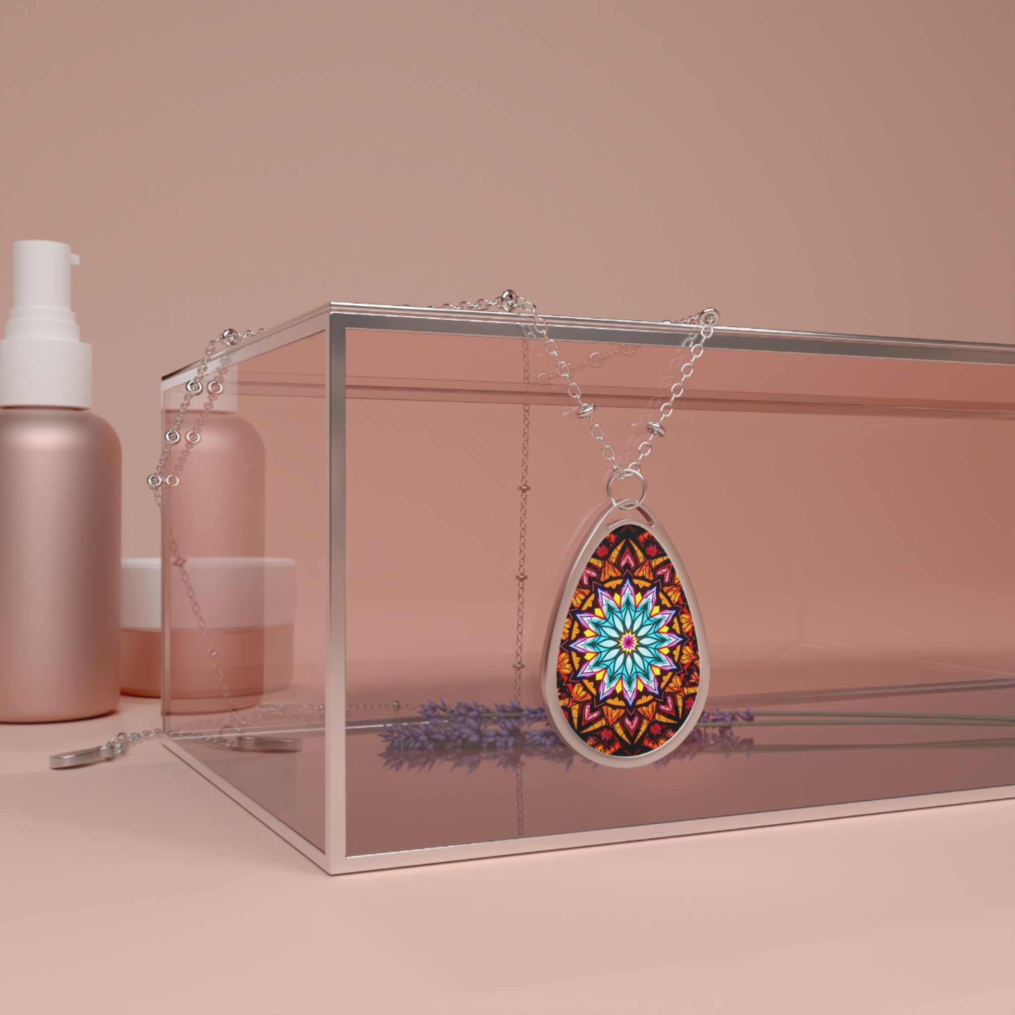 Beautiful Mandala Teardrop Pendant Necklace