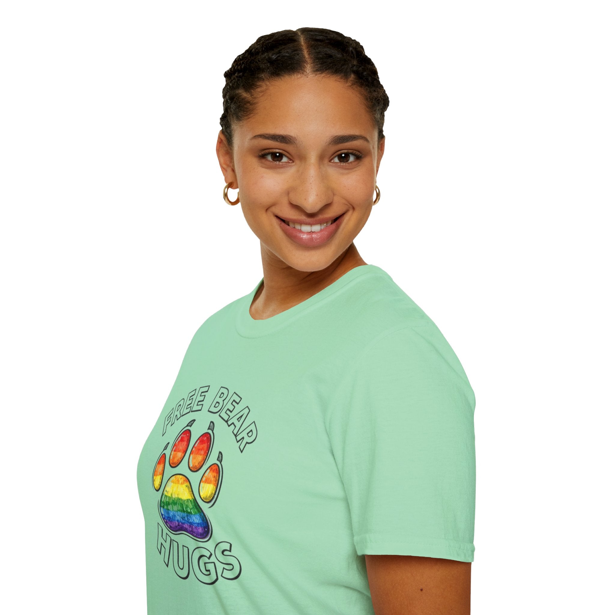 Free Bear Hugs Rainbow Paw T-Shirt