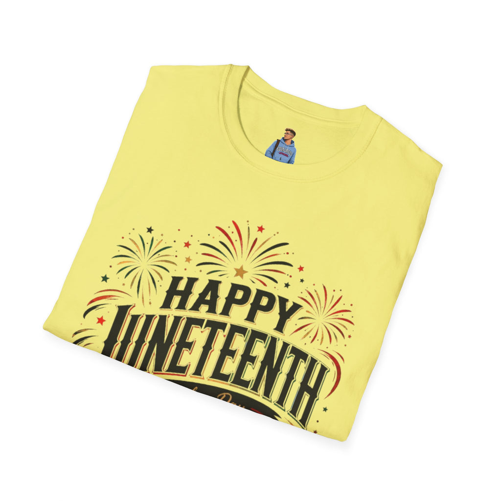 Juneteenth T-Shirt - "Happy Juneteenth" Fireworks Celebration Tee
