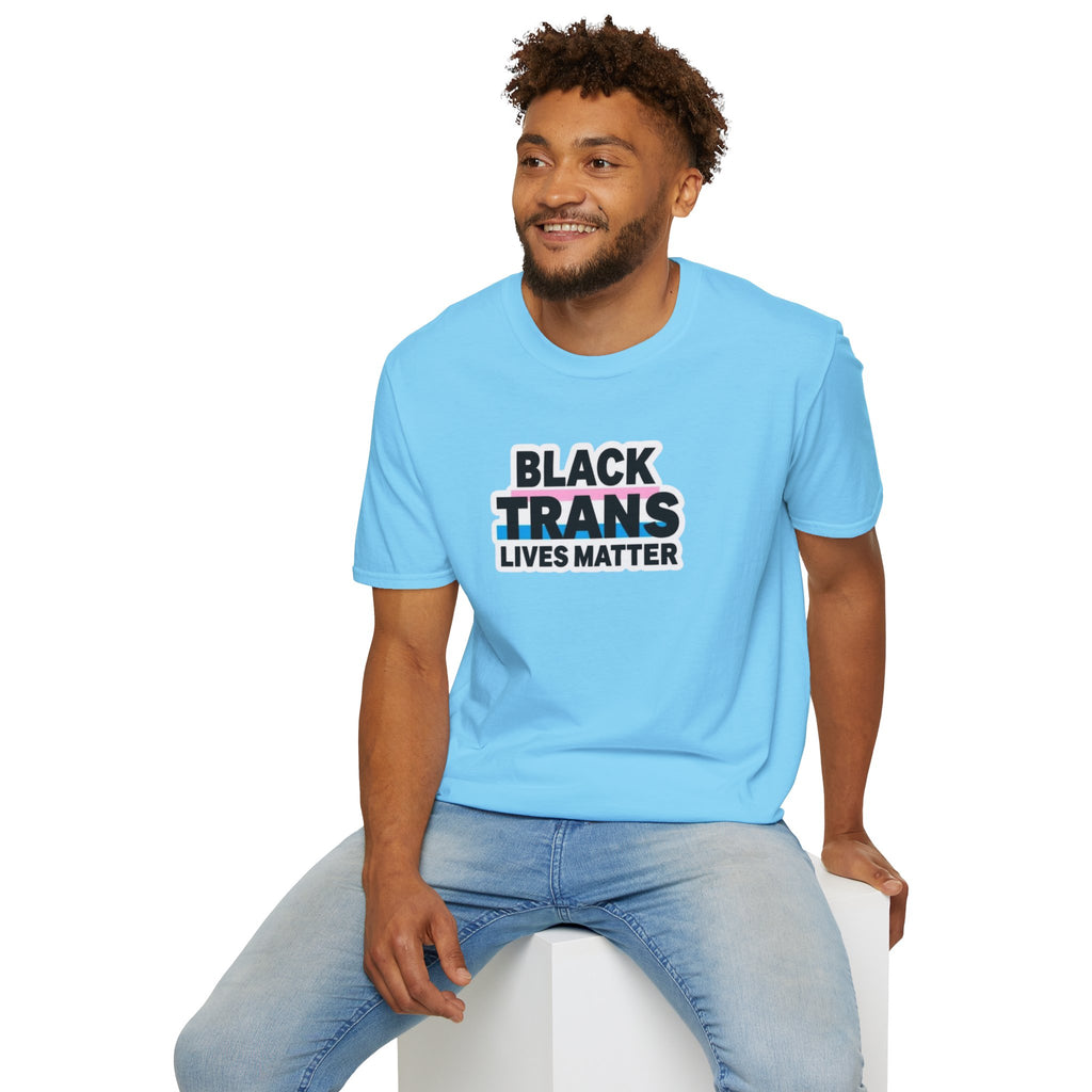 Unisex Softstyle T-Shirt - Black Trans Lives Matter Statement Tee