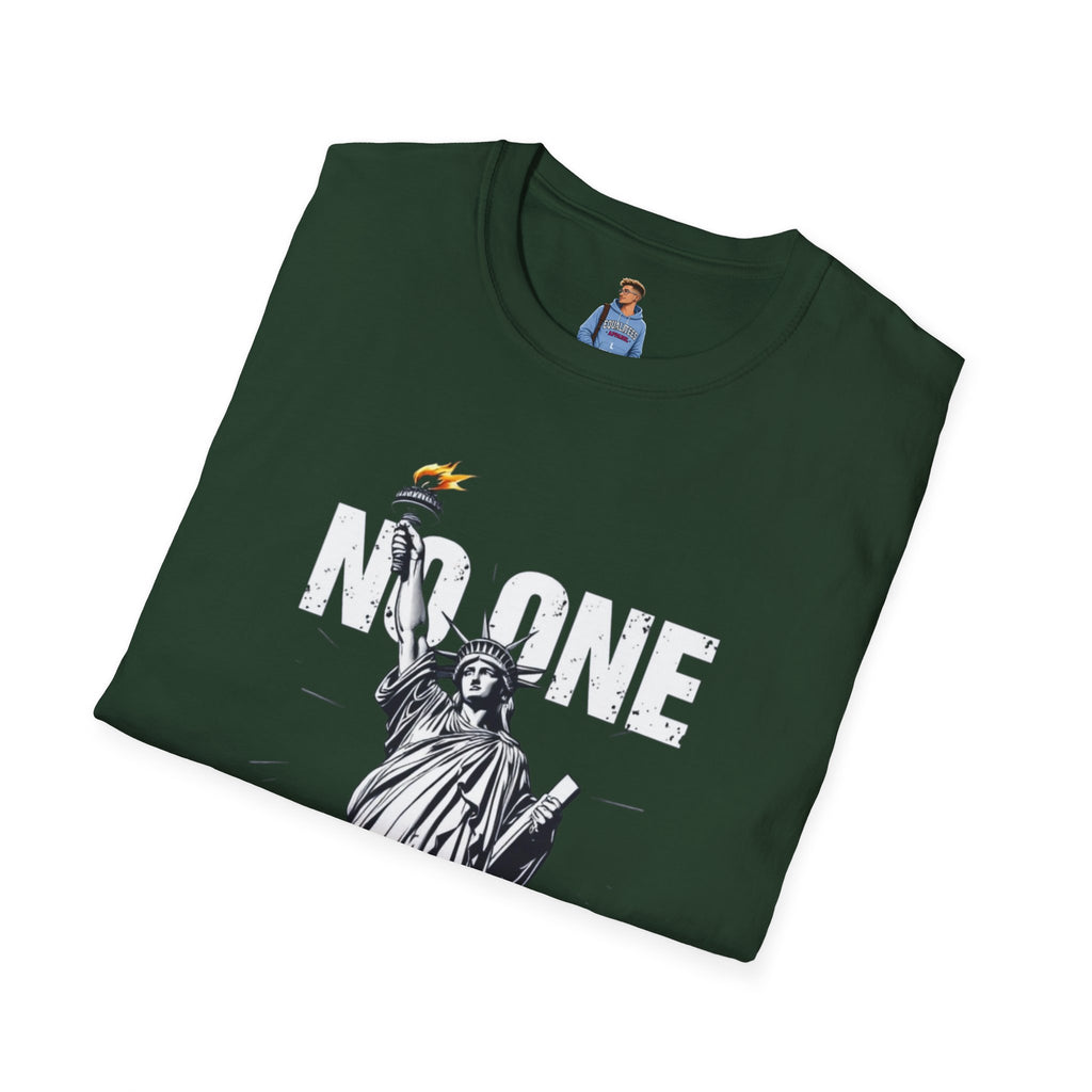 Camiseta unisex de estilo suave: camiseta gráfica con el lema "Nadie es ilegal" para defensores de la justicia social