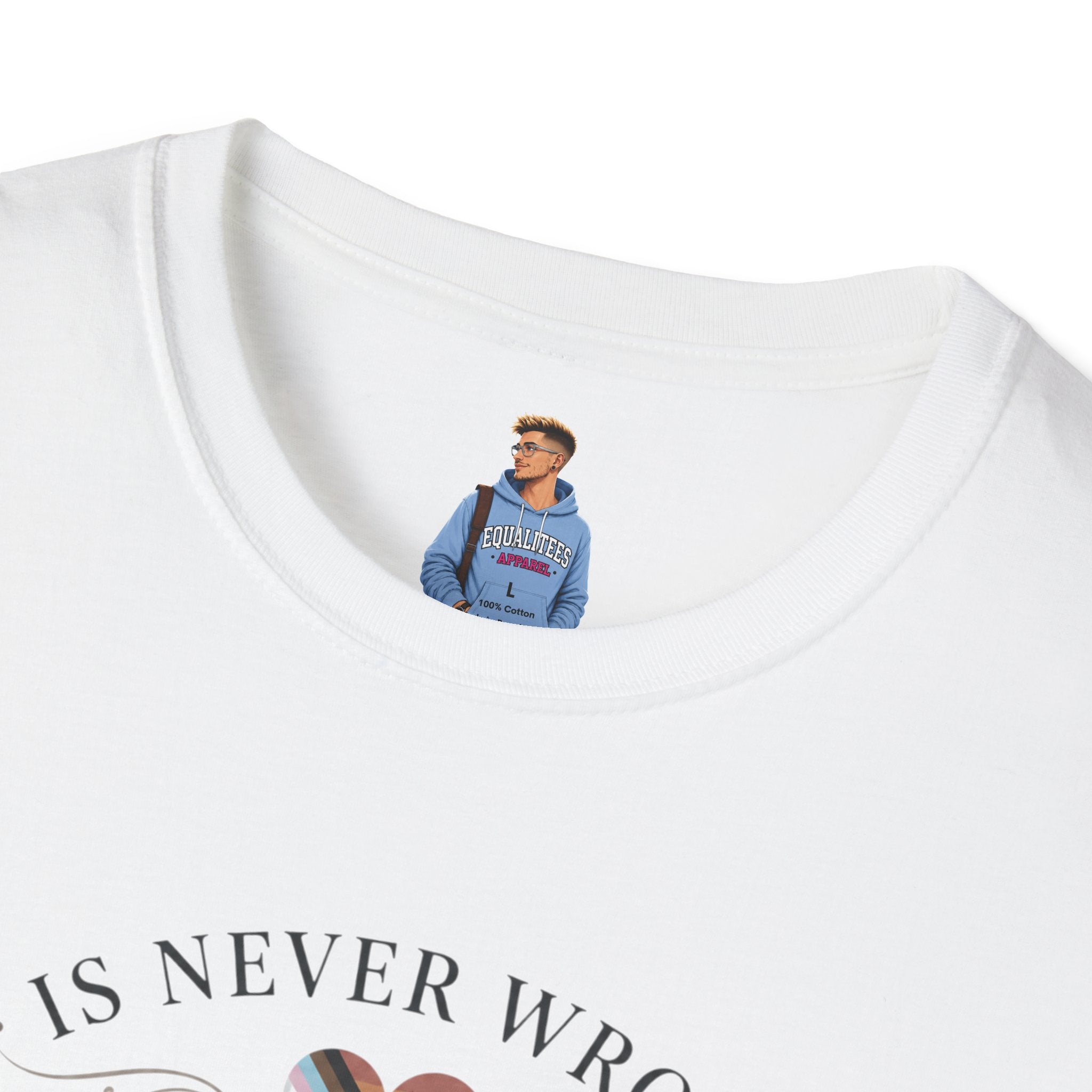 Love Is Never Wrong T-Shirt — LGBTQ+ Pride Heart Tee