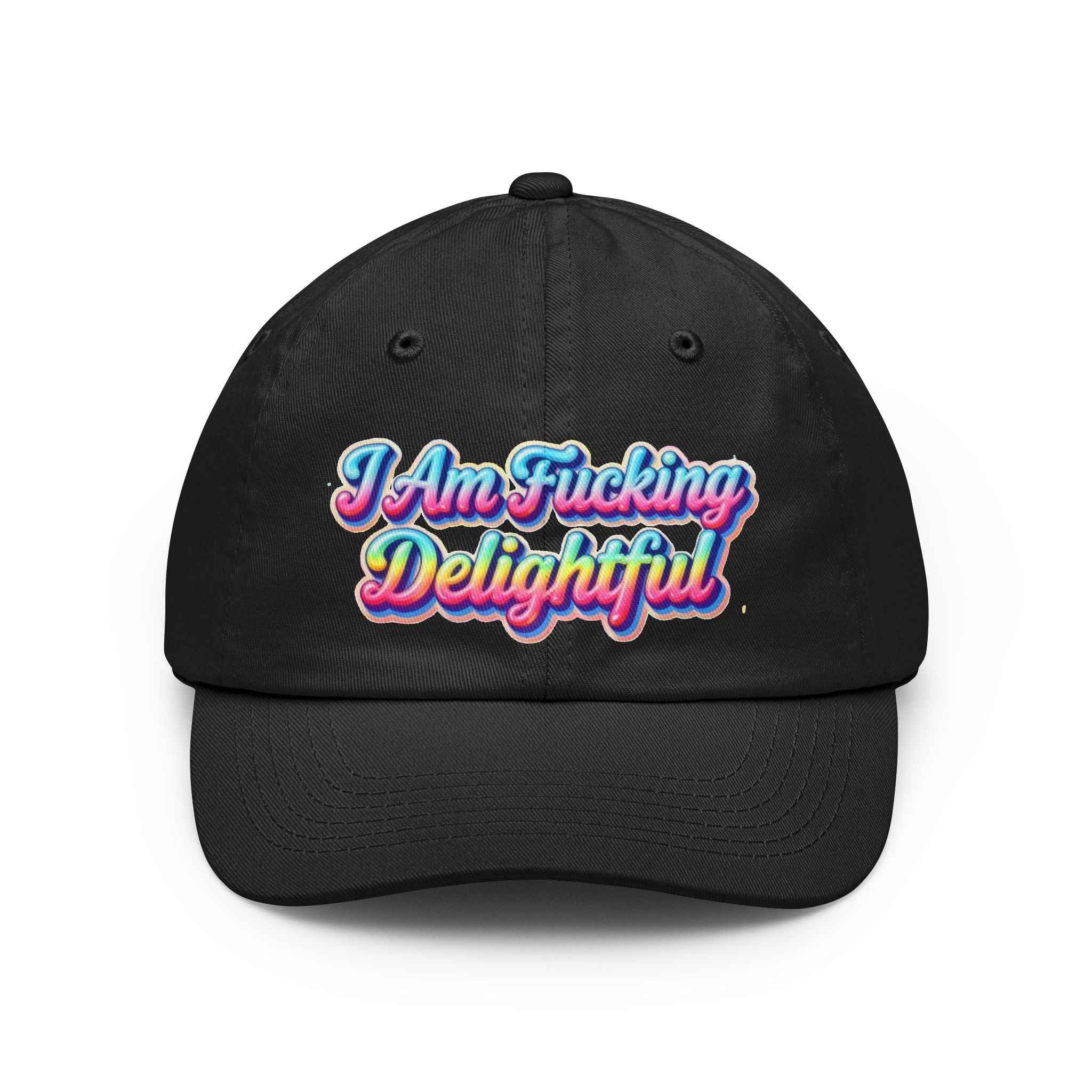 "I Am Fucking Delightful" Retro Rainbow Cap