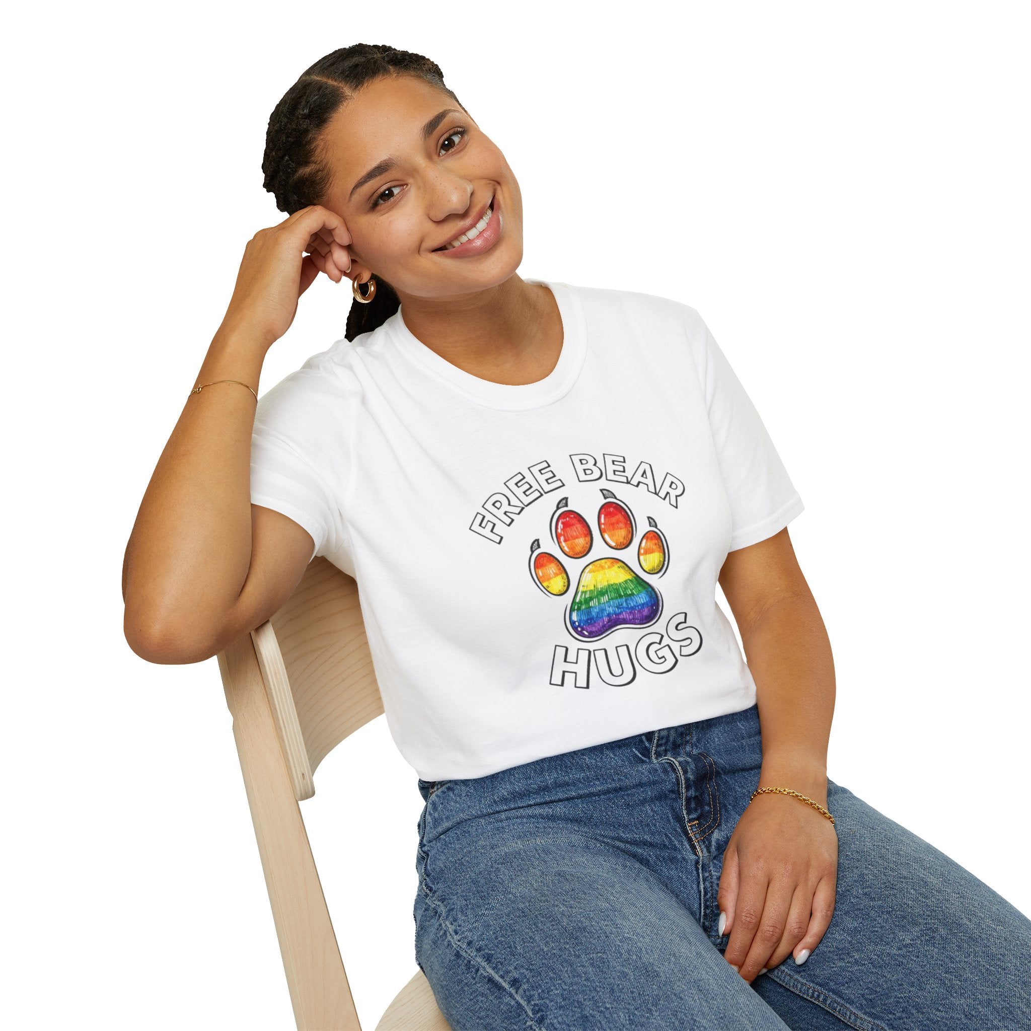 Free Bear Hugs Rainbow Paw T-Shirt