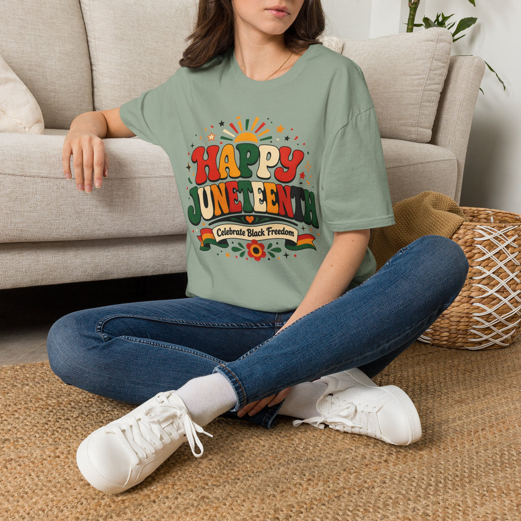 Juneteenth T-Shirt - "Happy Juneteenth" Retro Celebration Tee
